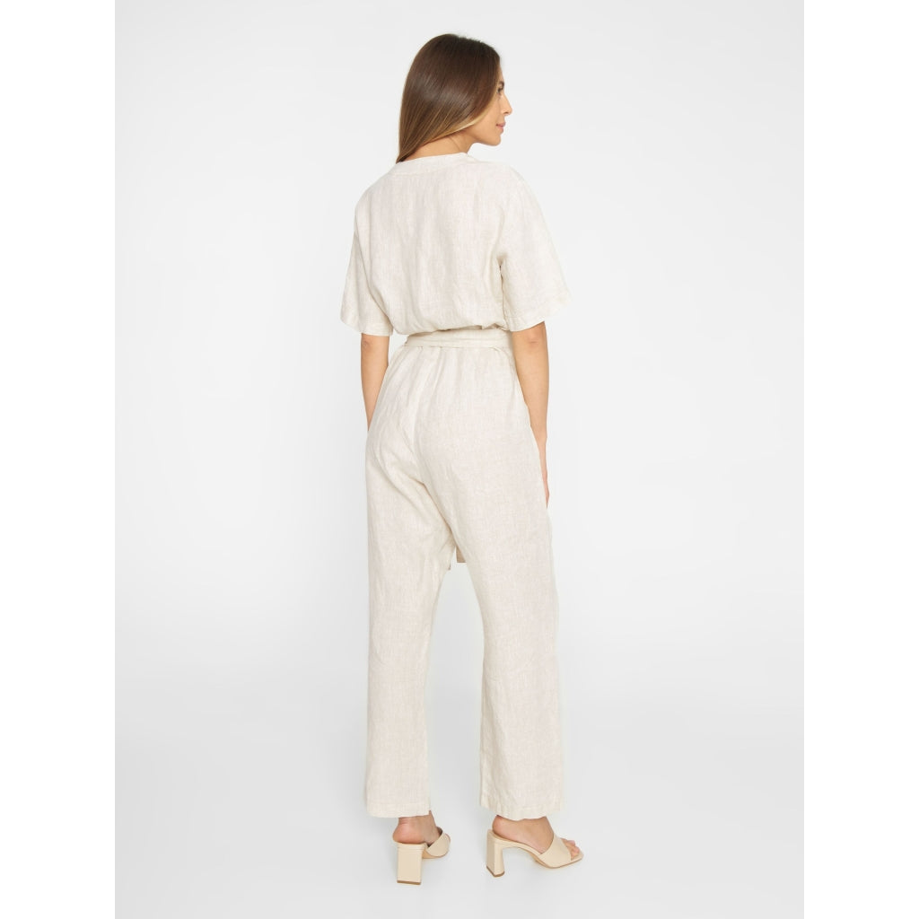 Jumpsuit mit V-Ausschnitt aus Bio-Leinen