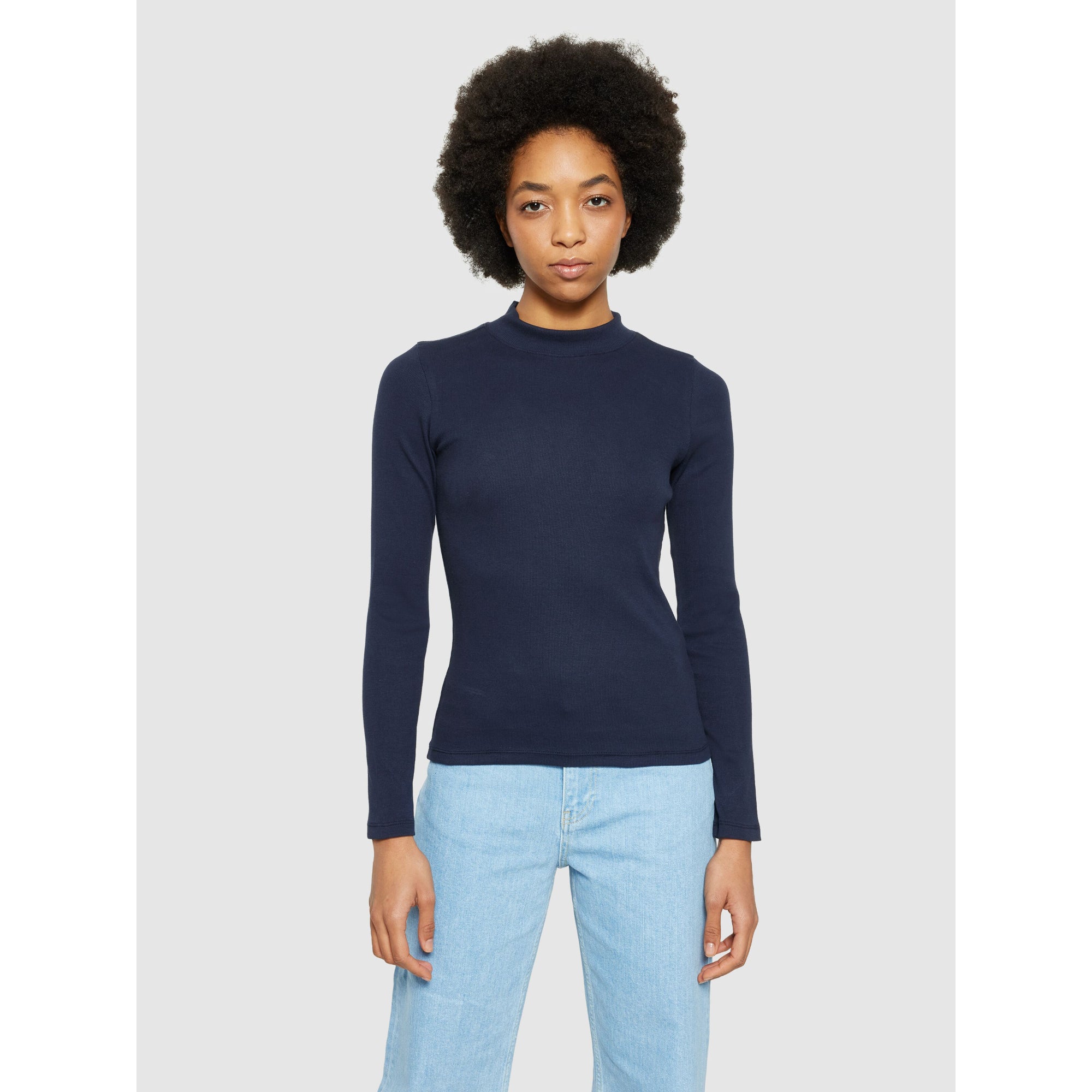 Rib Langarm Shirt HIGH NECK aus Bio-Baumwolle