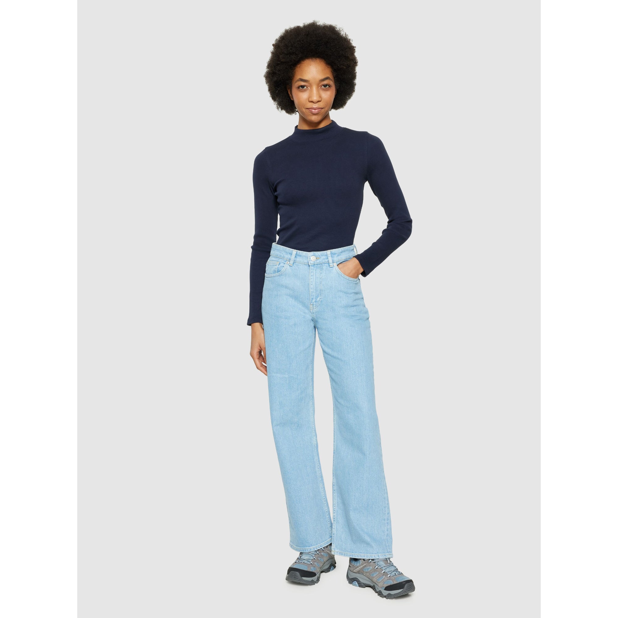 Rib Langarm Shirt HIGH NECK aus Bio-Baumwolle