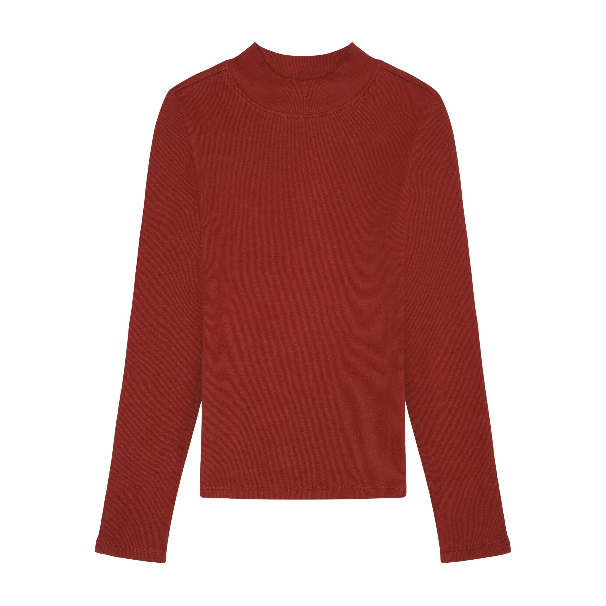 Rib Langarm Shirt HIGH NECK aus Bio-Baumwolle