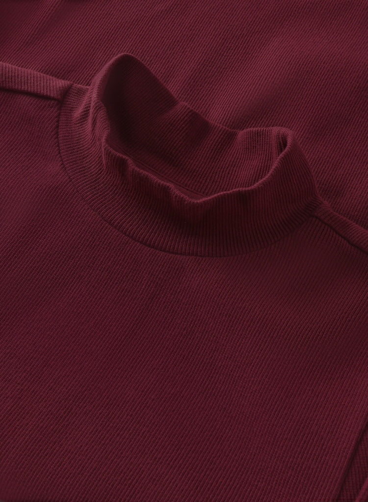 Rib Langarm Shirt HIGH NECK aus Bio-Baumwolle