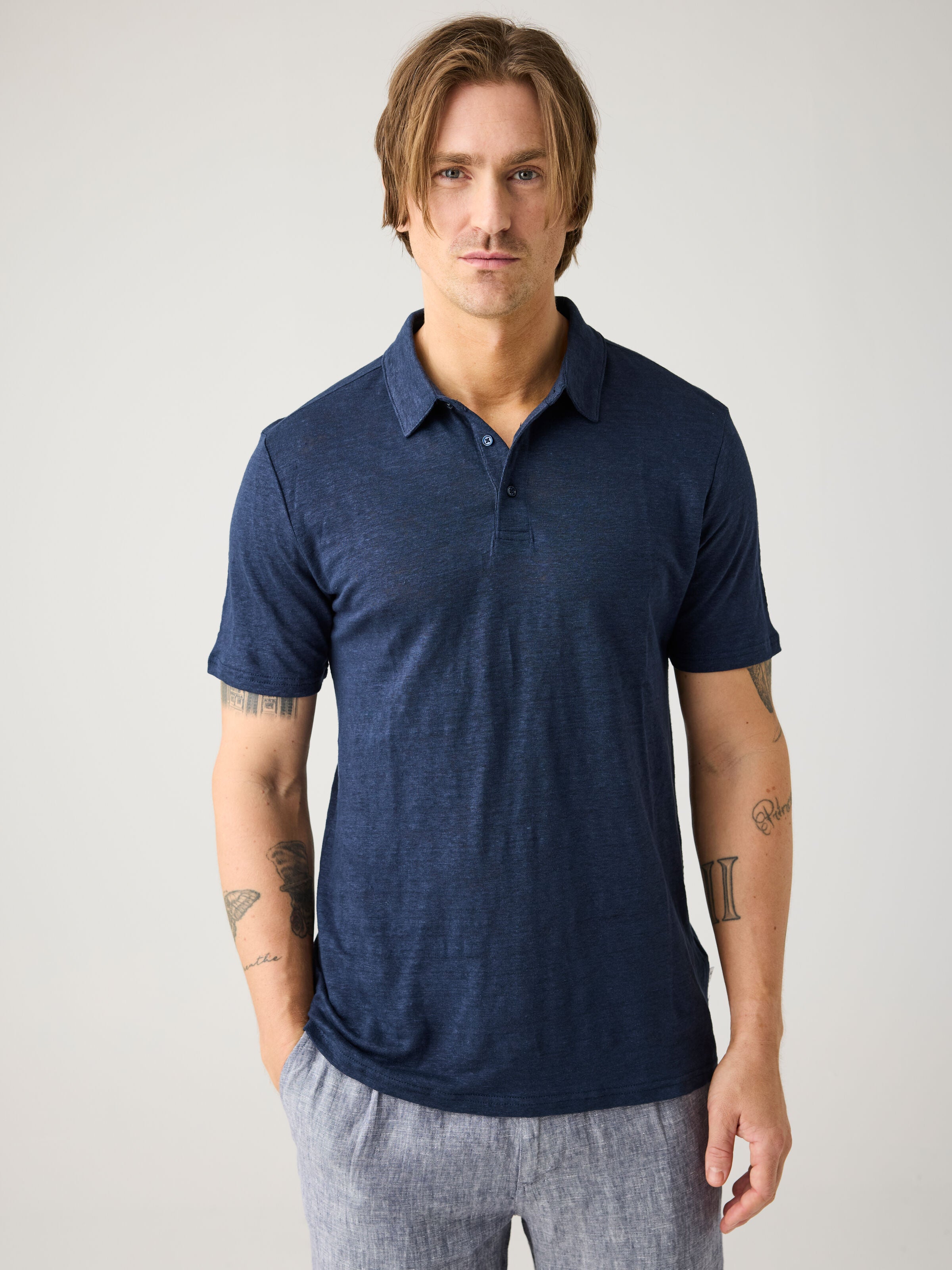 Poloshirt Regular aus Bio-Leinen