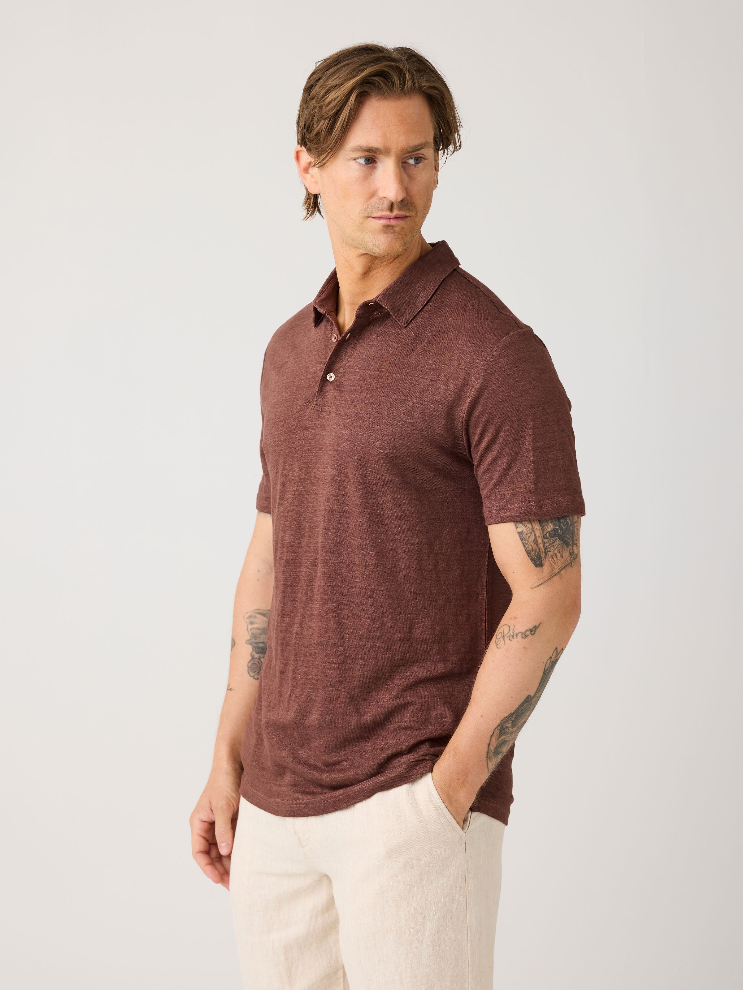 Poloshirt Regular aus Bio-Leinen