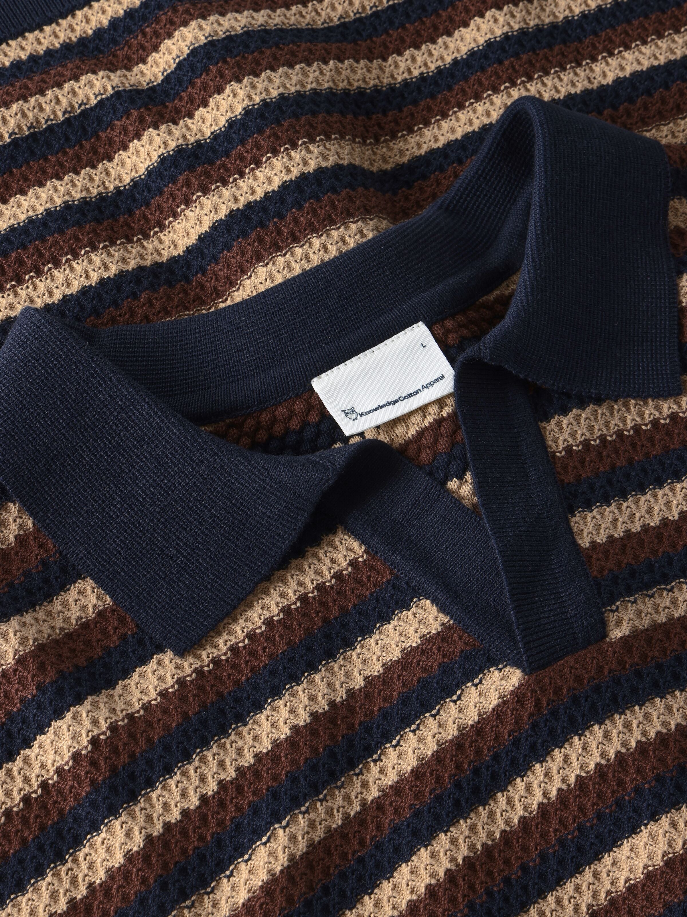 Gestricktes Poloshirt mit Streifen aus Bio-Baumwolle