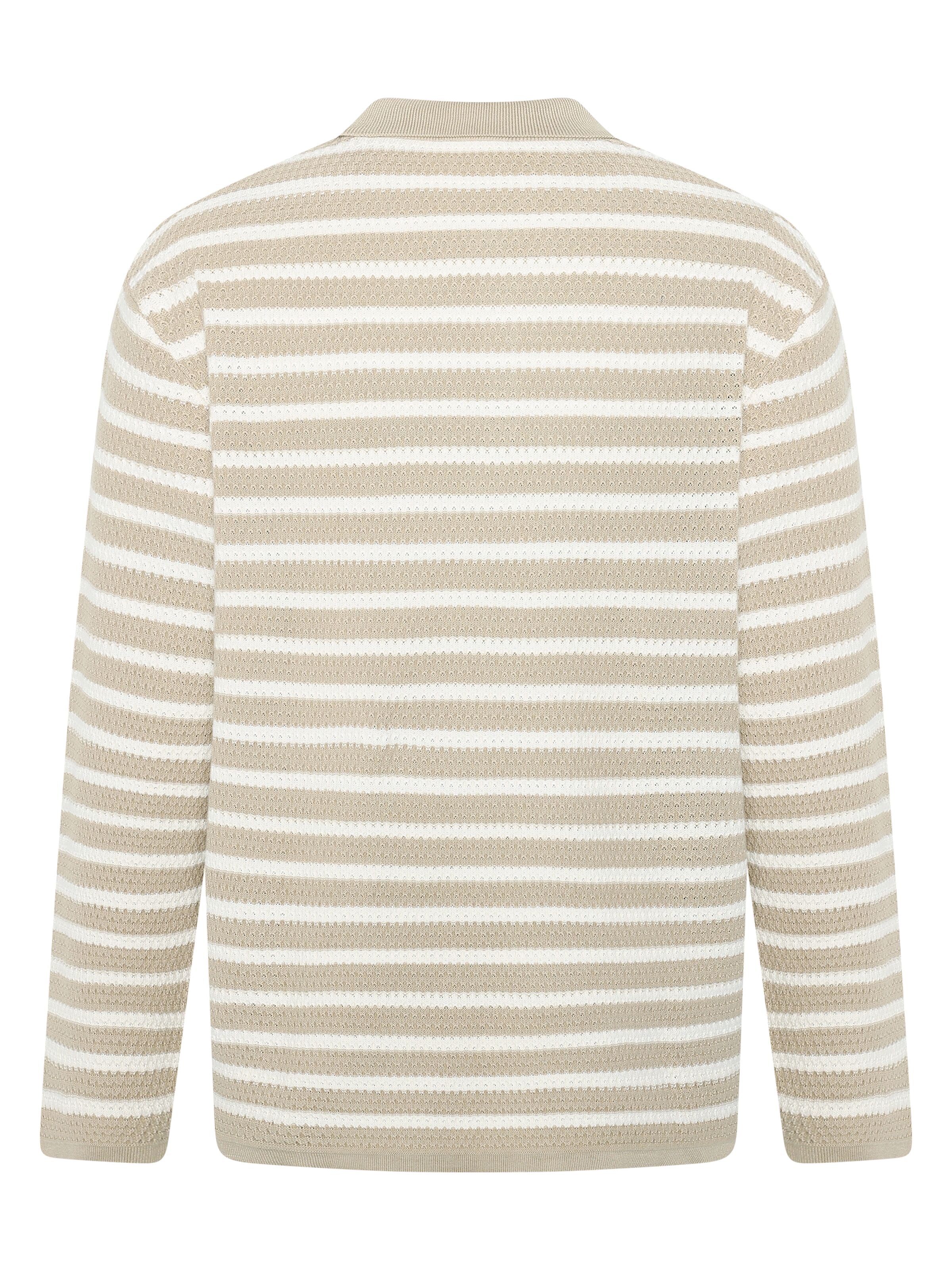 Gestricktes Langarm-Poloshirt mit Streifen aus Bio-Baumwolle