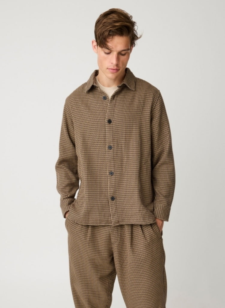 Lockeres Overshirt mit Hahnentrittmuster aus Bio-Baumwolle