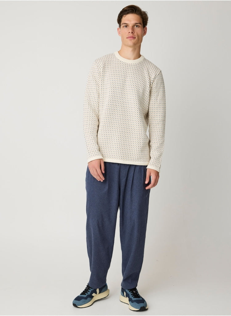 Strickpullover Jacquard crew neck knit aus Bio-Baumwolle ROC/GOTS/Vegan