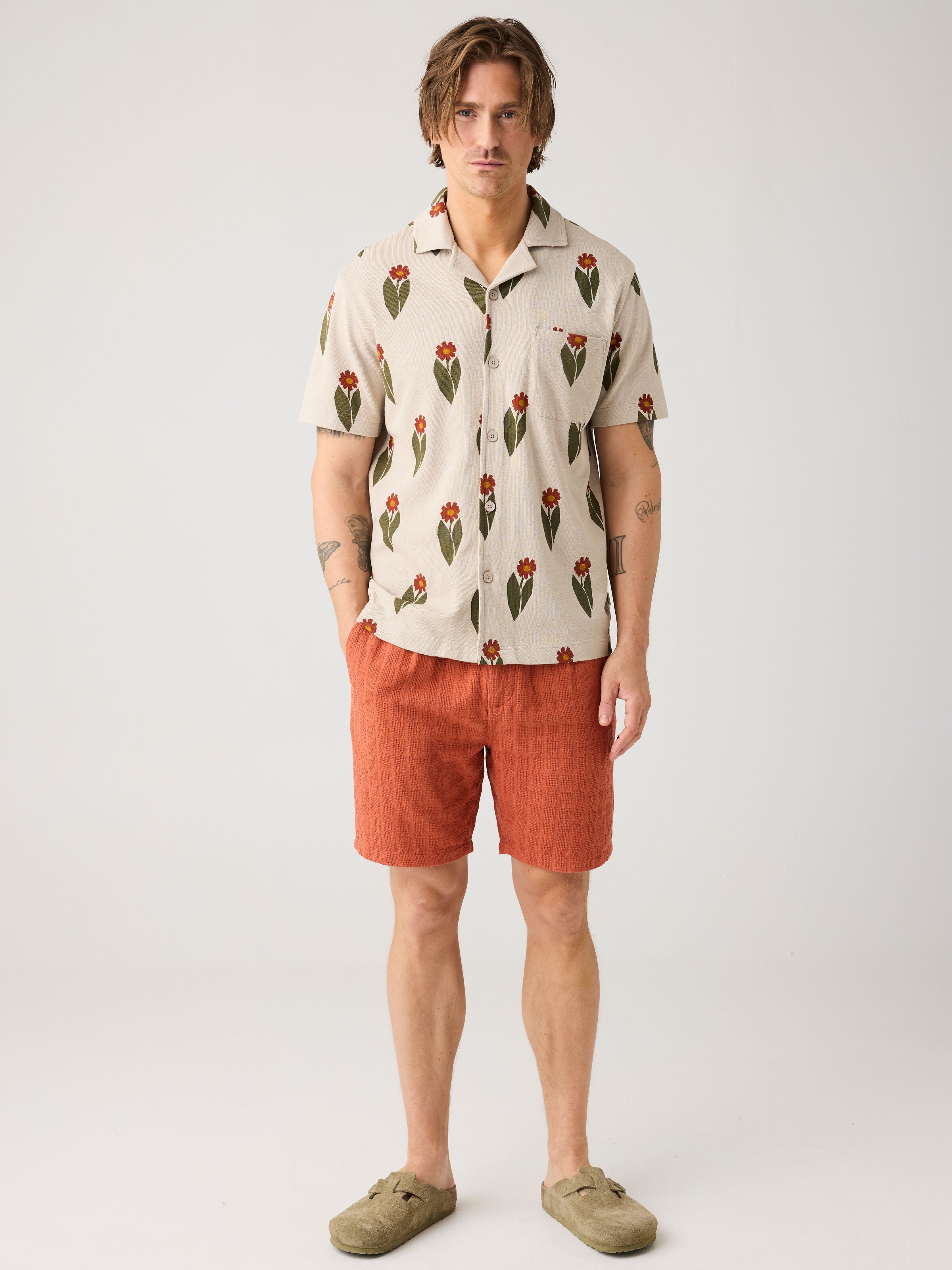 Lockere Shorts FIG mit Strucktur aus Bio-Baumwolle