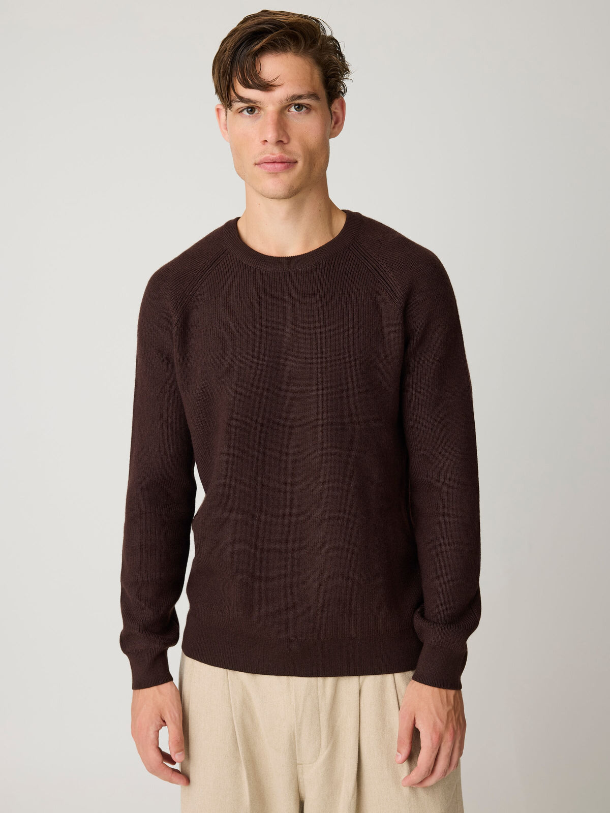 Rundhalsausschnitt-Pullover aus Bio-Merinowolle