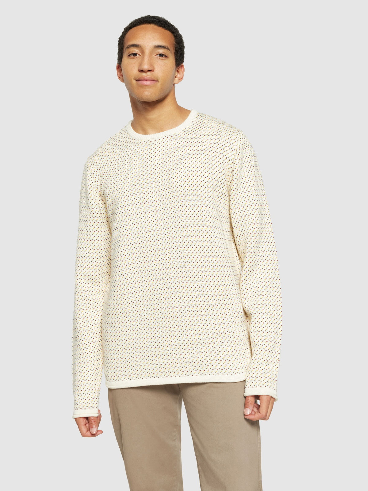 Strickpullover Jacquard crew neck knit aus Bio-Baumwolle ROC/GOTS/Vegan
