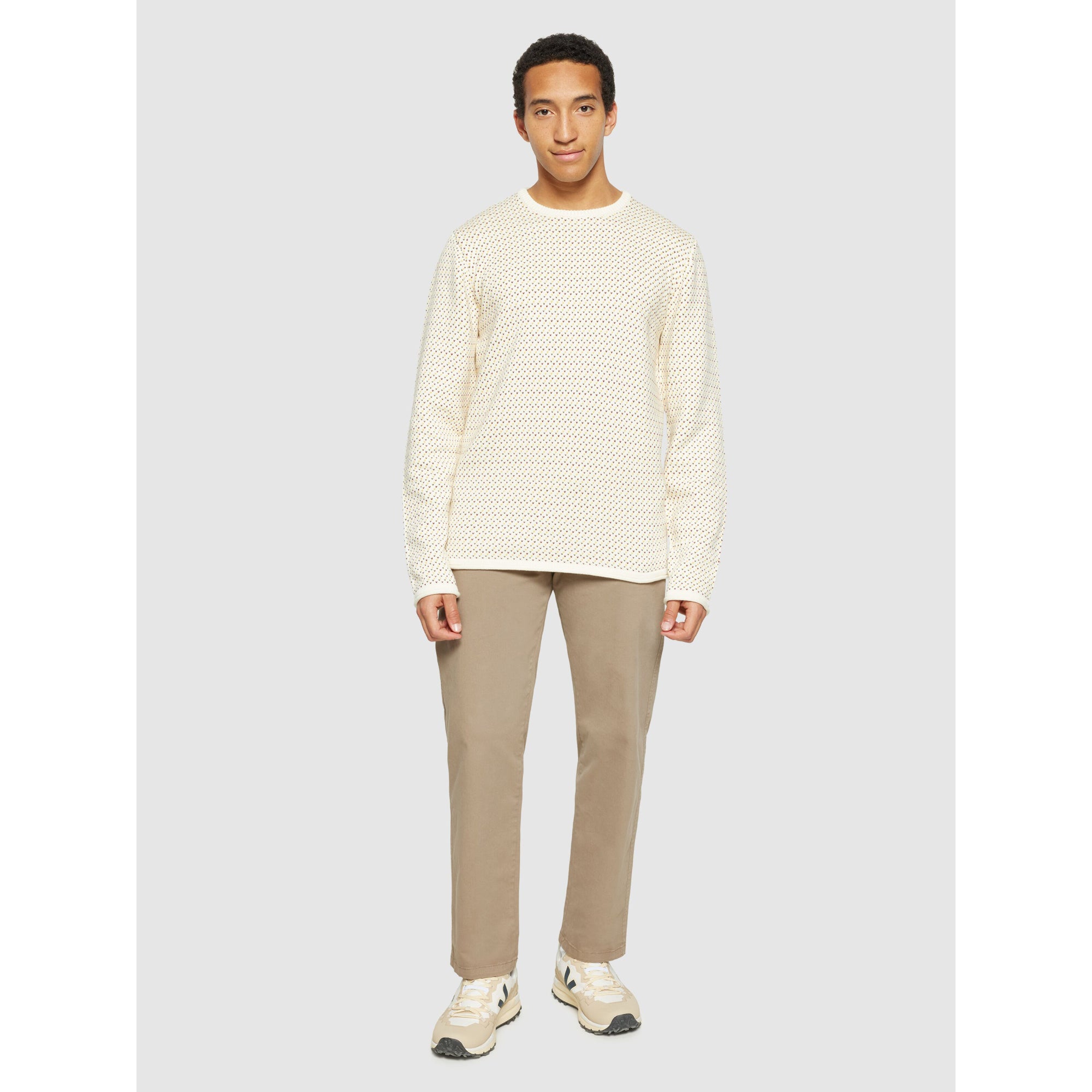 Strickpullover Jacquard crew neck knit - Regenerative Organic Certified aus Bio-Baumwolle