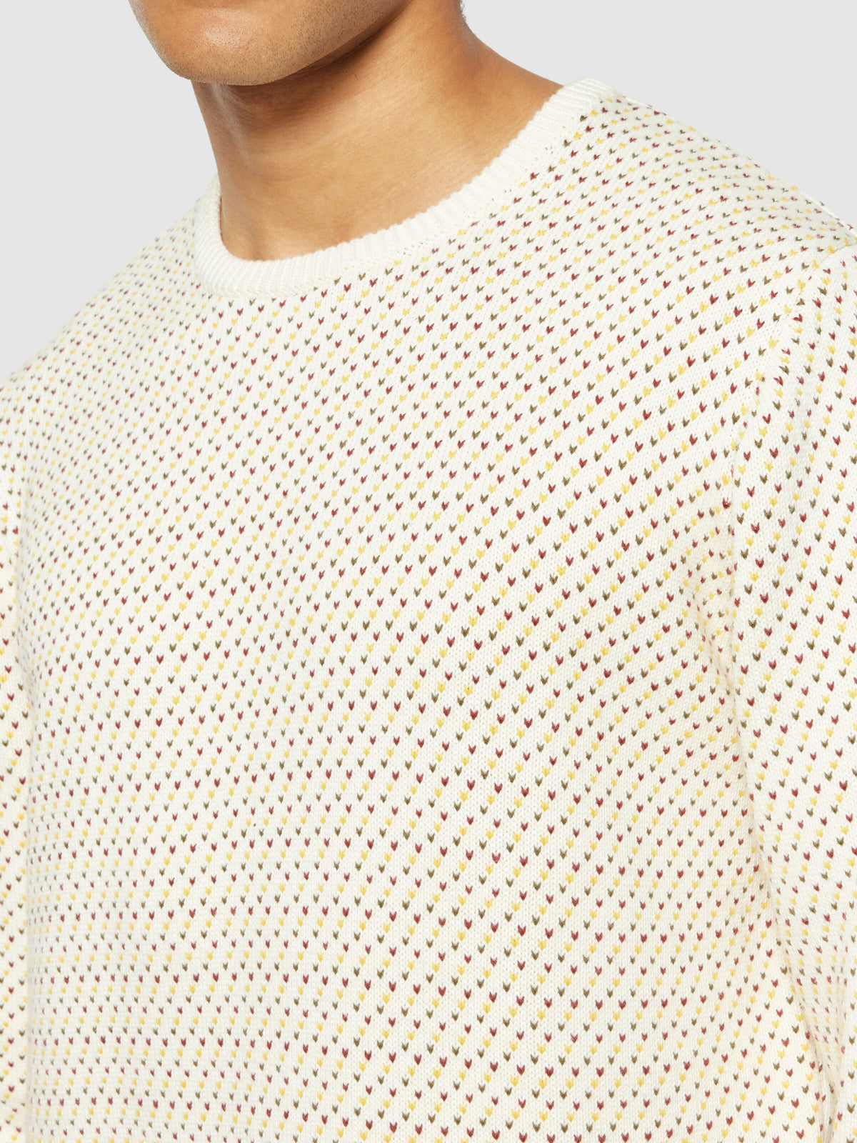 Strickpullover Jacquard crew neck knit aus Bio-Baumwolle ROC/GOTS/Vegan