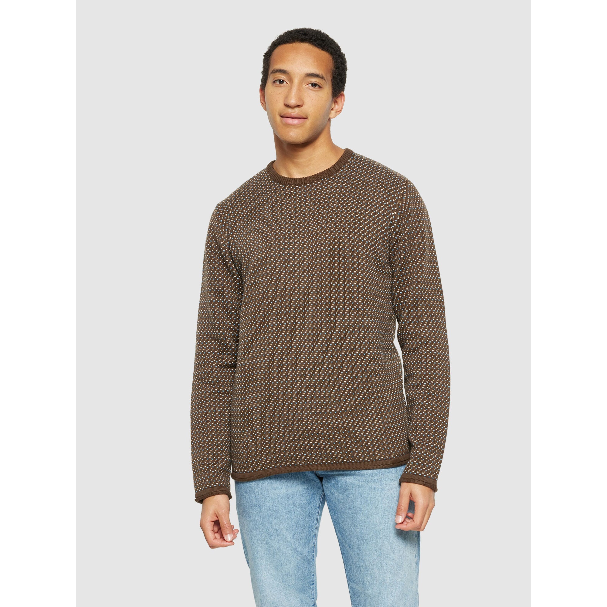 Strickpullover Jacquard crew neck knit - Regenerative Organic Certified aus Bio-Baumwolle