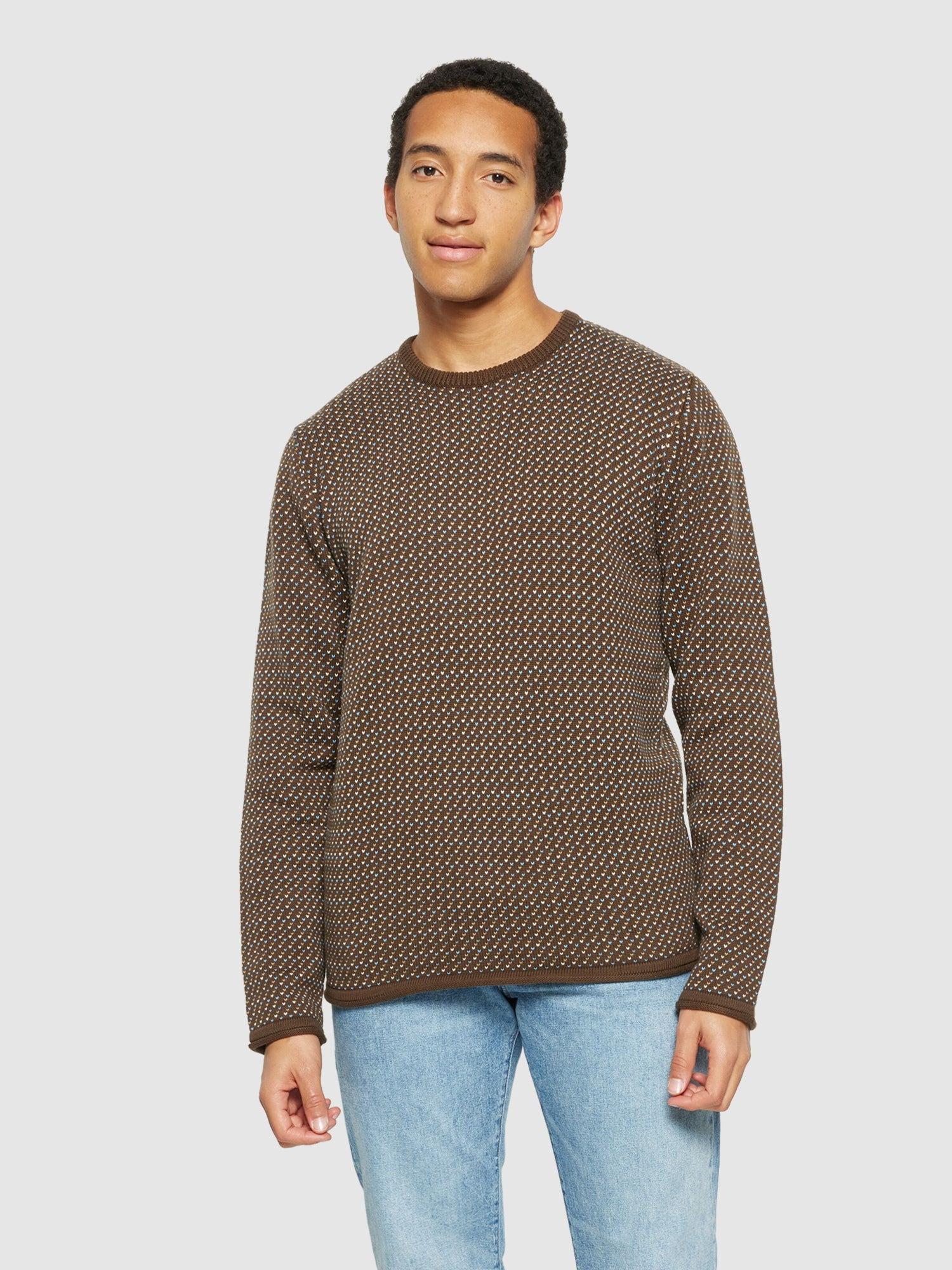 Strickpullover Jacquard crew neck knit aus Bio-Baumwolle ROC/GOTS/Vegan
