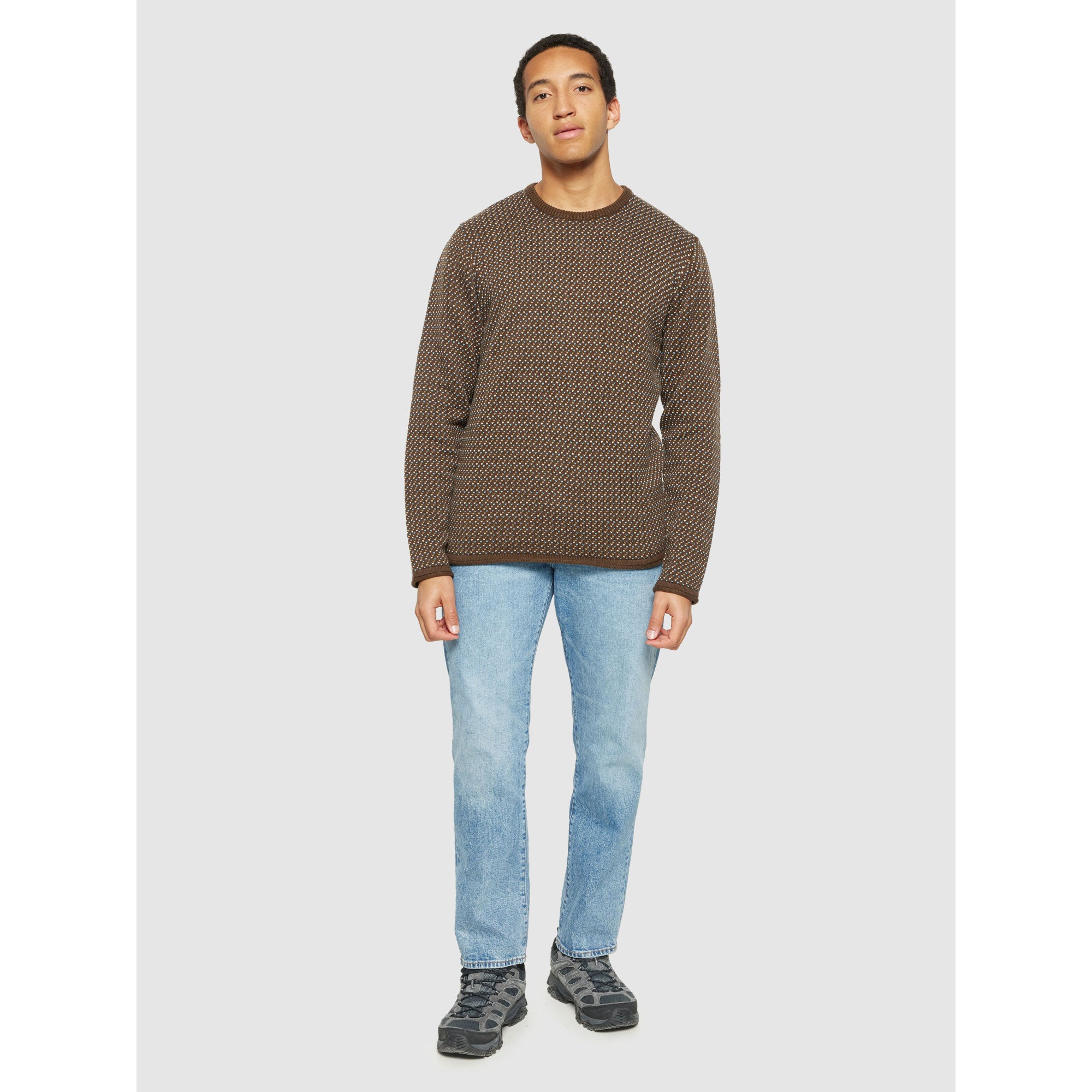 Strickpullover Jacquard crew neck knit - Regenerative Organic Certified aus Bio-Baumwolle