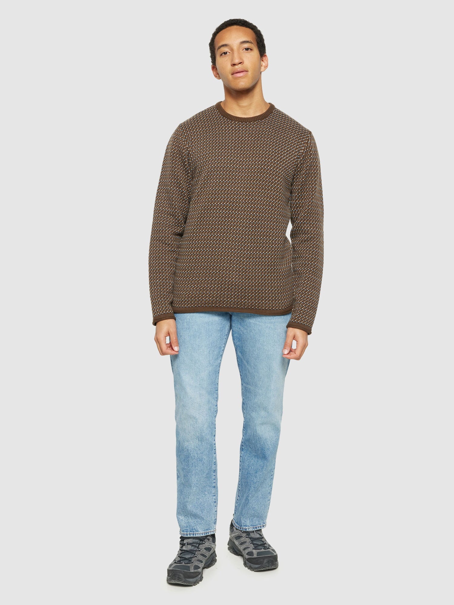 Strickpullover Jacquard crew neck knit aus Bio-Baumwolle ROC/GOTS/Vegan