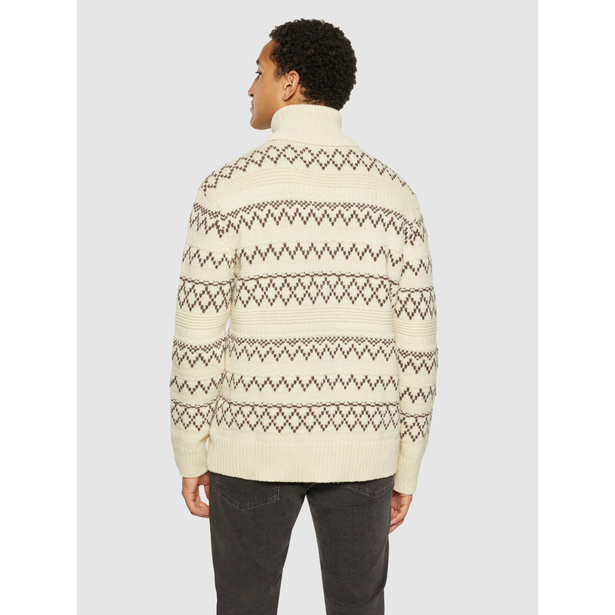 Strickpullover Rollkragen mit Muster aus Bio-Lammwolle