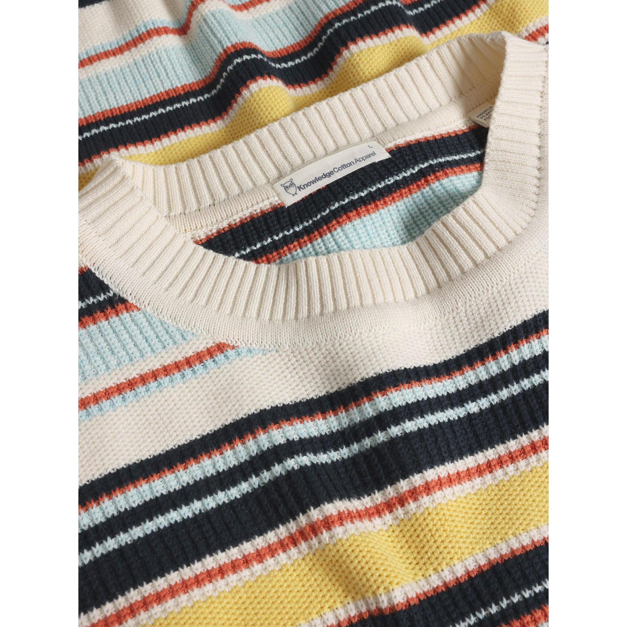 Mehrfarbiger Streifenstruktur Pullover aus Bio-Baumwolle - GOTS/Vegan