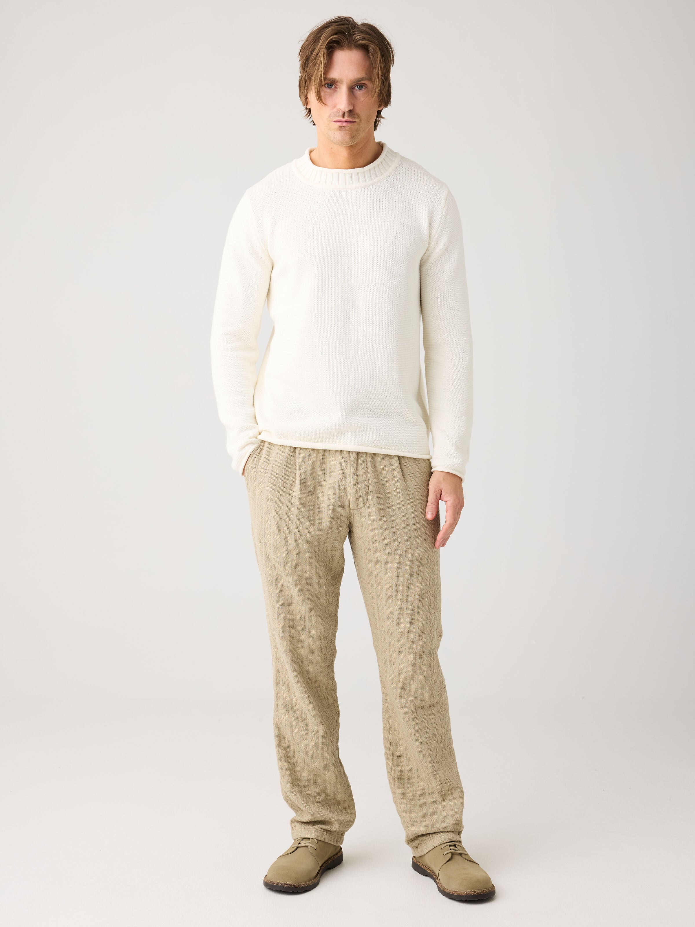 Leichter Pullover mit Rundhalsausschnitt aus Bio-Baumwolle