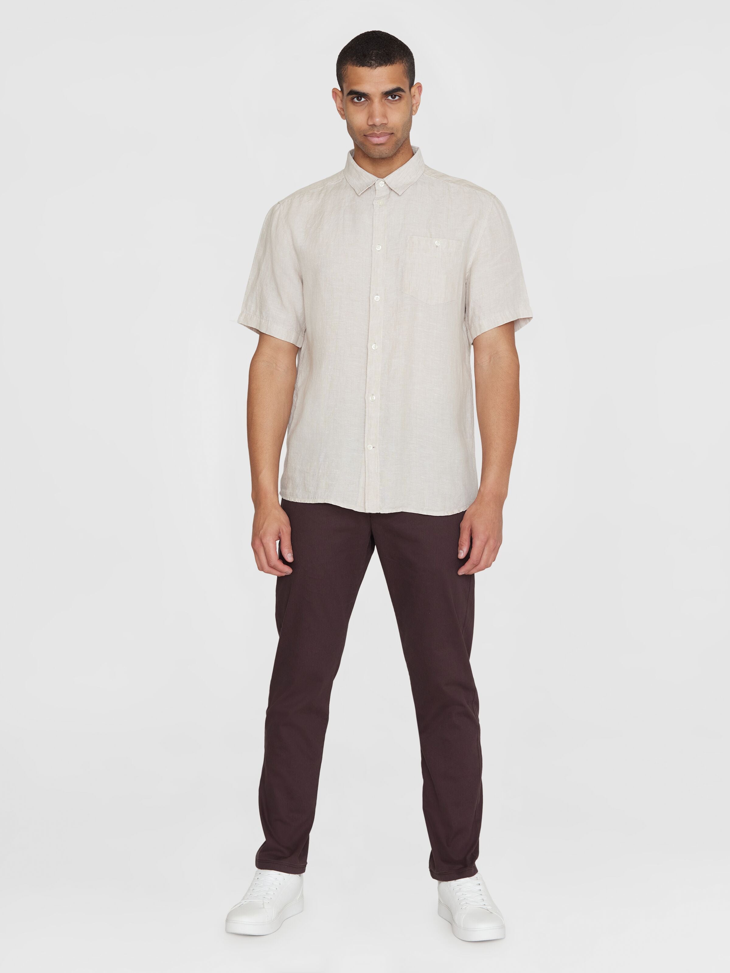 Regular Leinen-Shirt mit kurzen Ärmeln Hemd - GOTS/Vegan