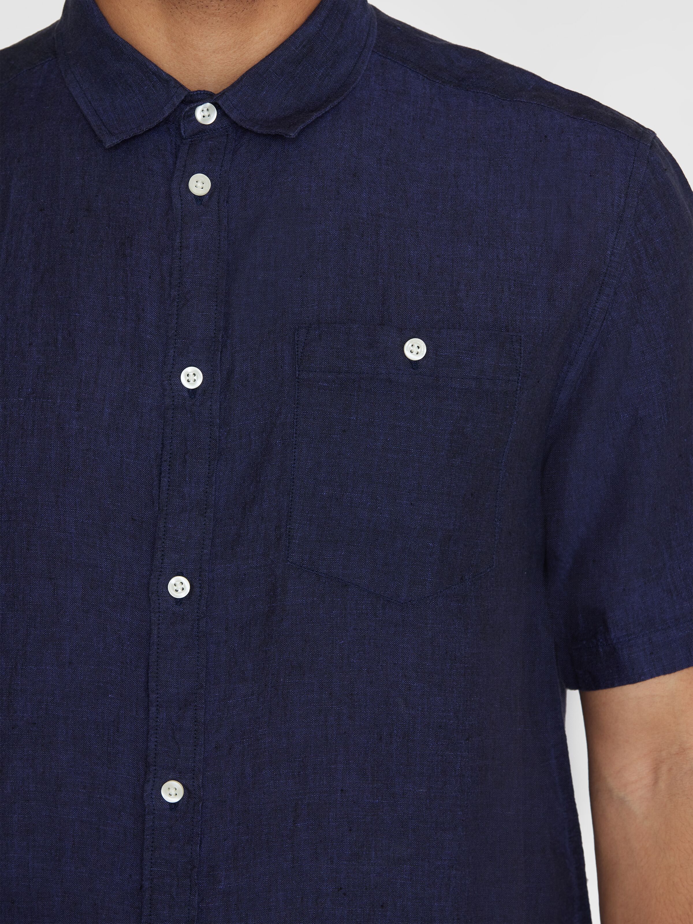 Regular Leinen-Shirt mit kurzen Ärmeln Hemd - GOTS/Vegan