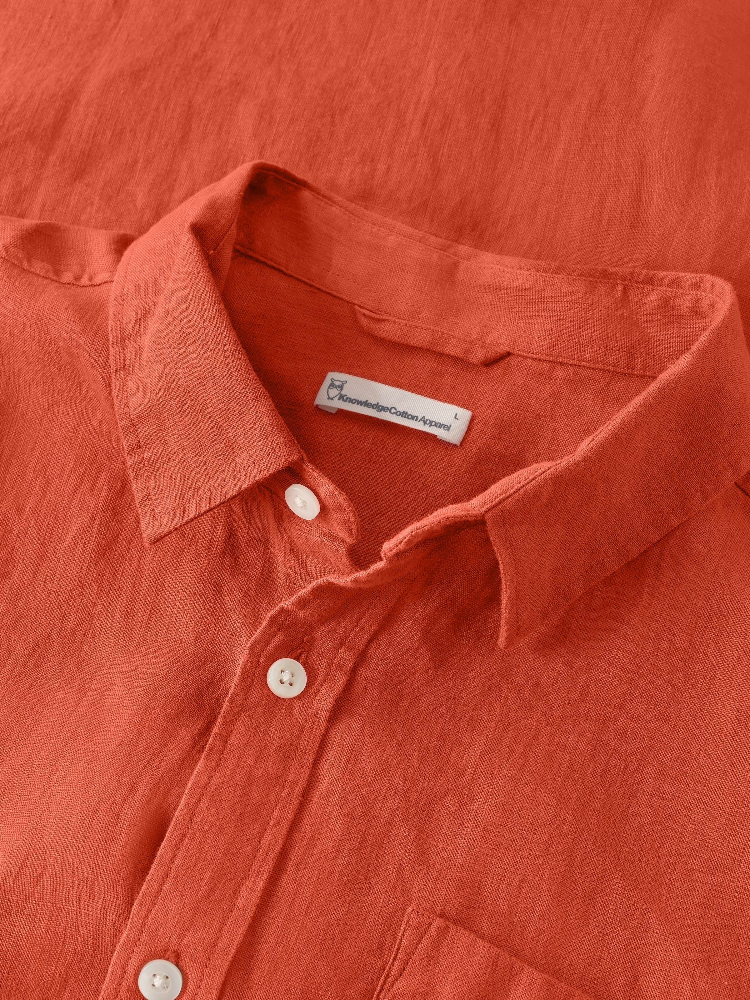 Regular Leinen-Shirt mit kurzen Ärmeln Hemd - GOTS/Vegan