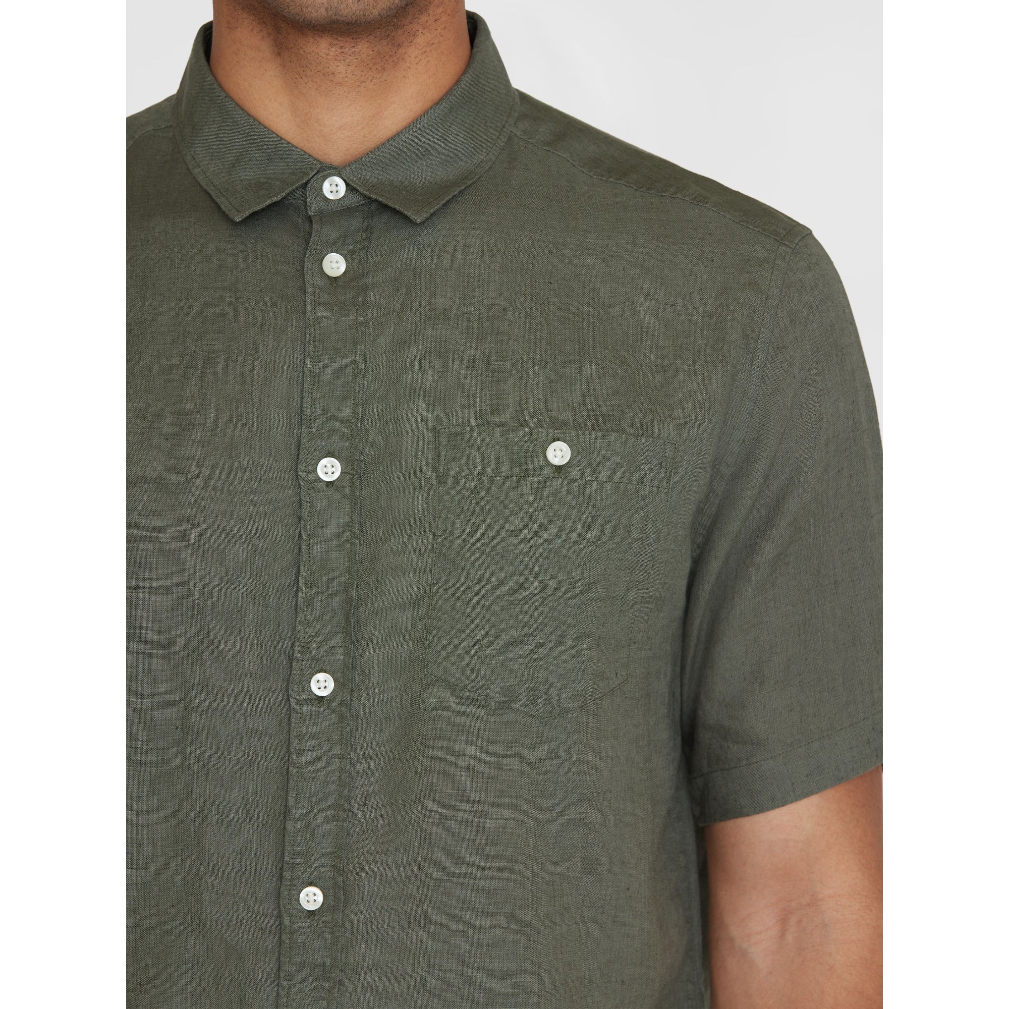 Regular Leinen-Shirt mit kurzen Ärmeln Hemd - GOTS/Vegan