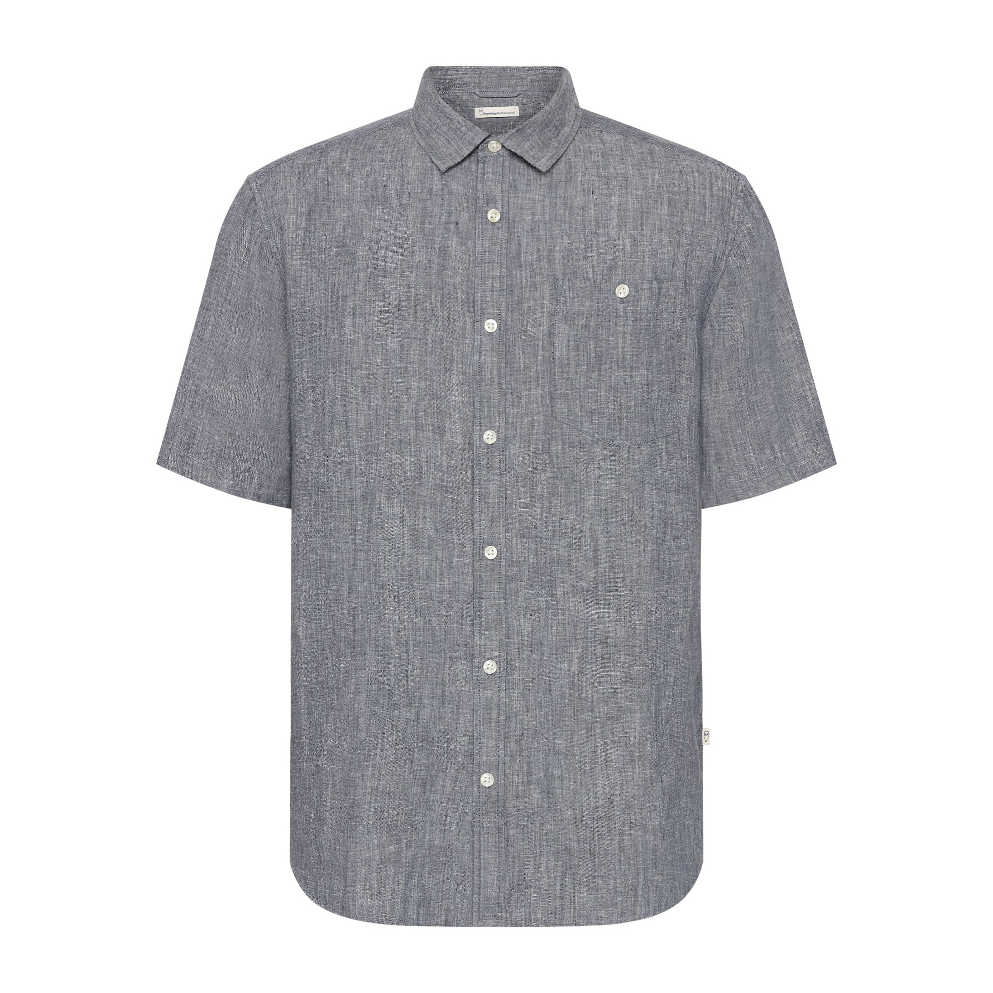 Regular Leinen-Shirt mit kurzen Ärmeln Hemd - GOTS/Vegan