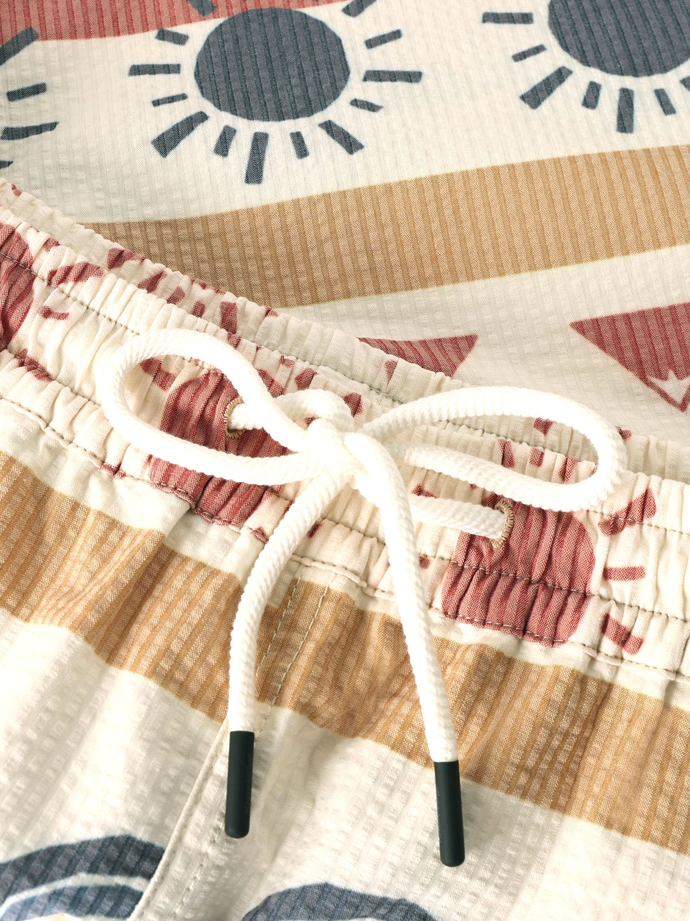 Mittellange Seersucker-Badeshorts aus Bio-Baumwolle