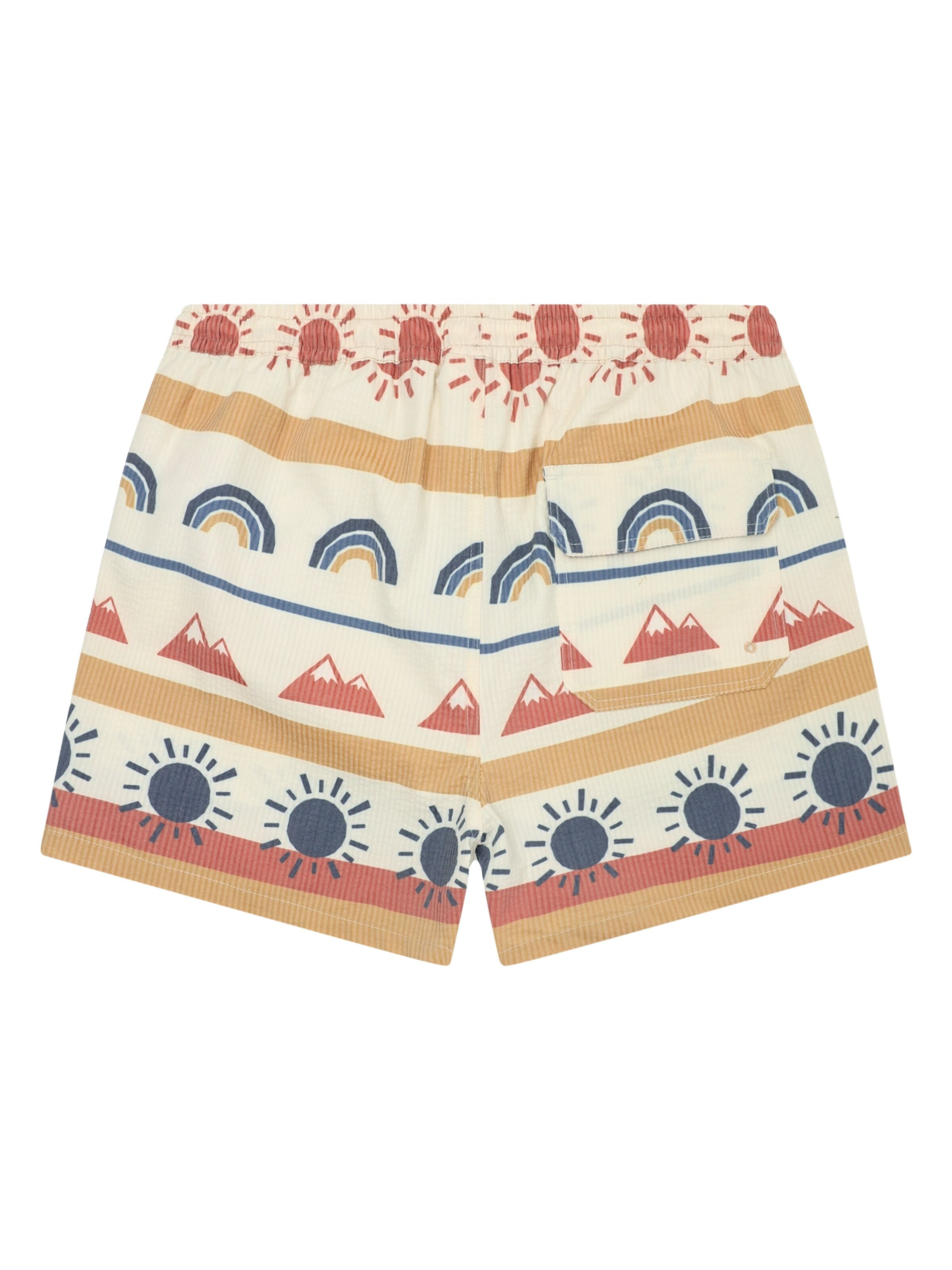 Mittellange Seersucker-Badeshorts aus Bio-Baumwolle