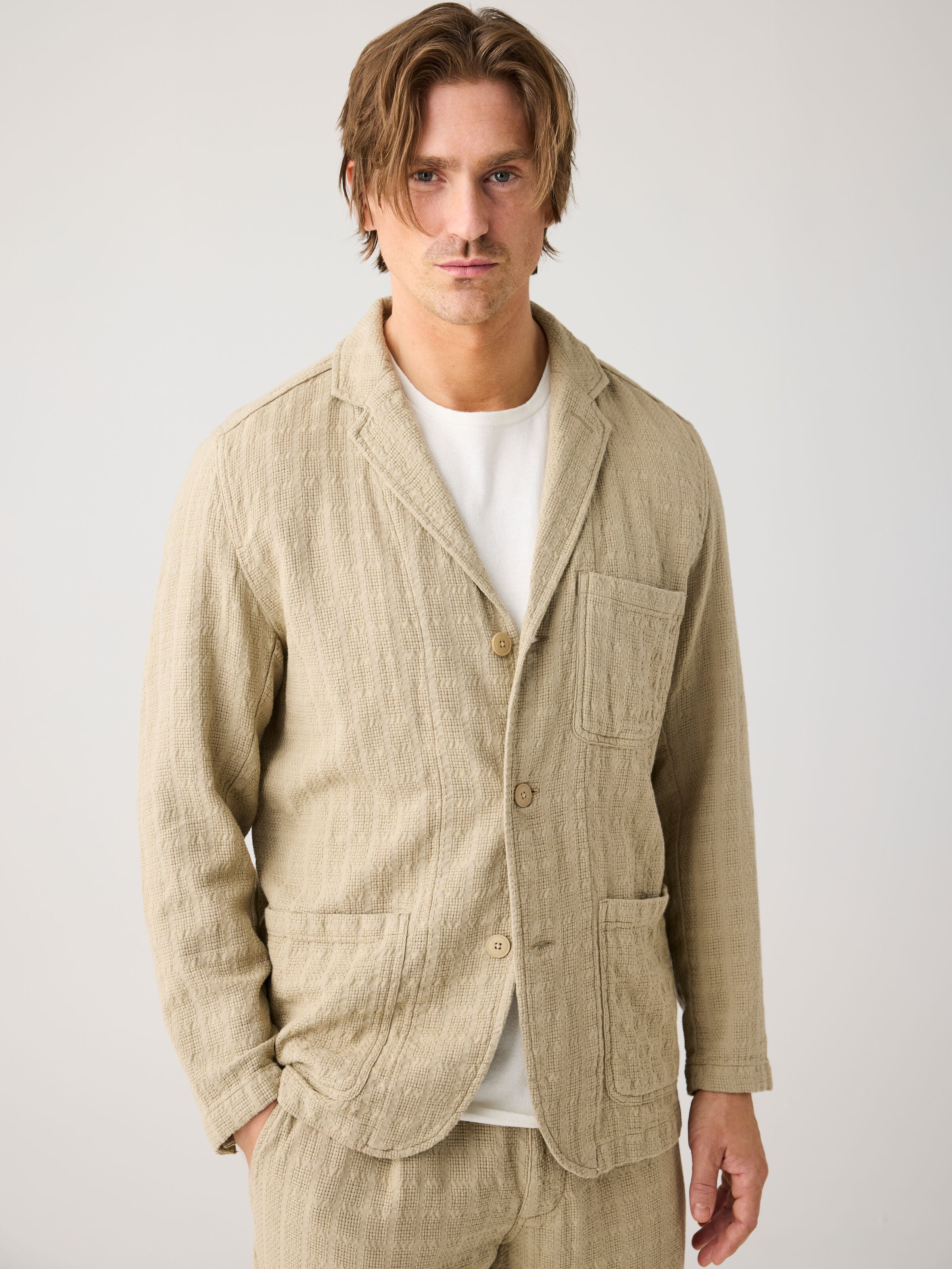 Lockerer Blazer mit Struktur aus Bio-Baumwolle