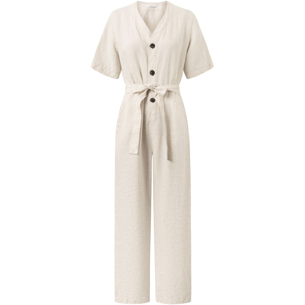 Jumpsuit mit V-Ausschnitt aus Bio-Leinen