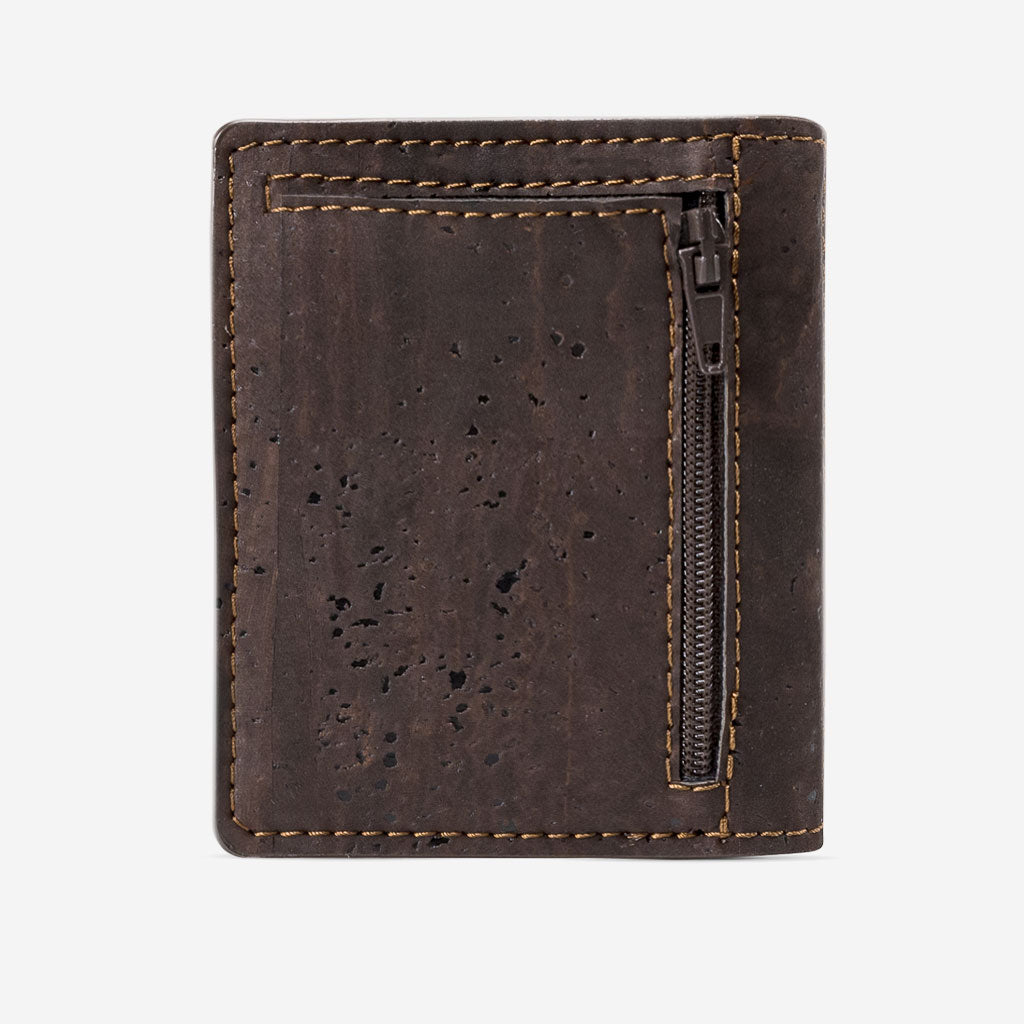 Kork Karten-Portemonnaie mit Kleingeld-Fach Dark Brown