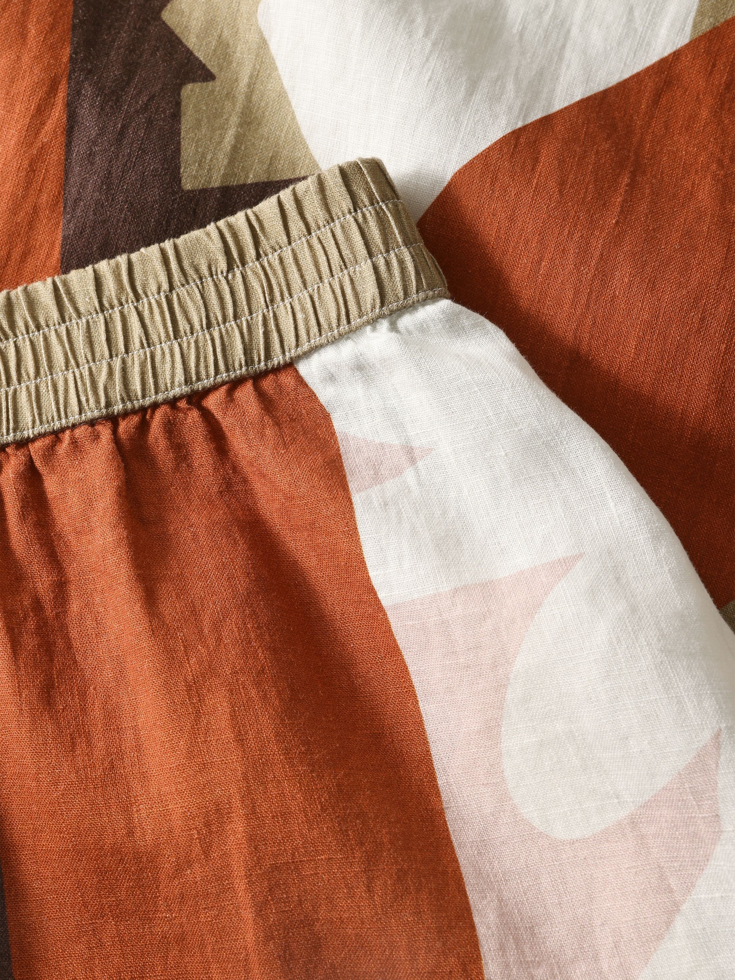 Maxi Rock mit Flower-Print aus Bio-Leinen