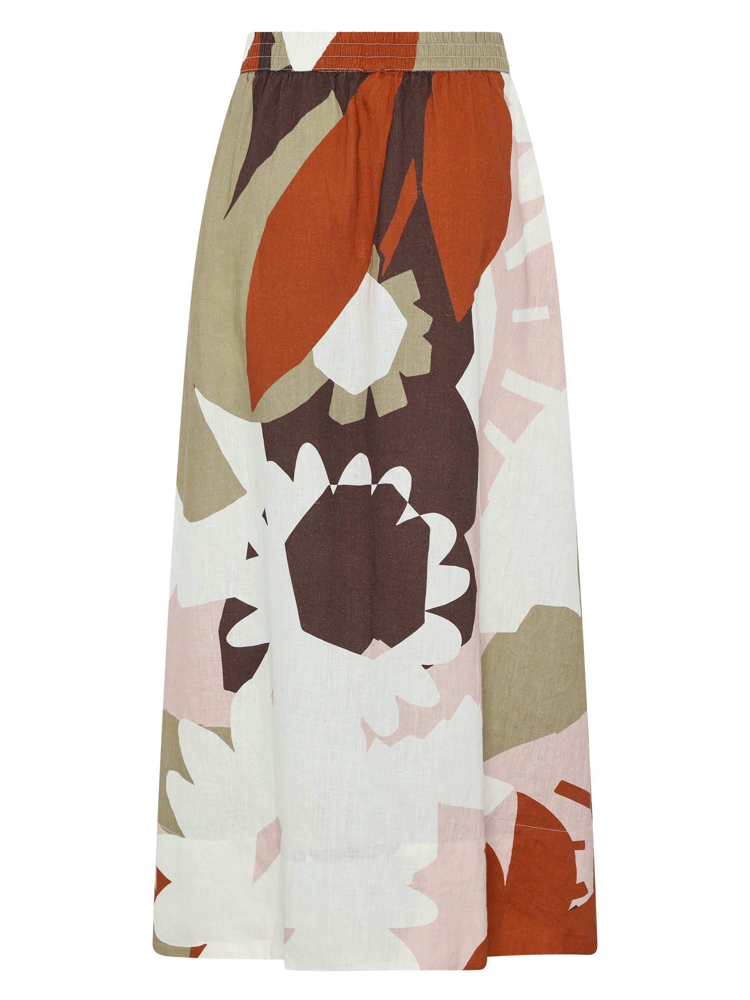 Maxi Rock mit Flower-Print aus Bio-Leinen