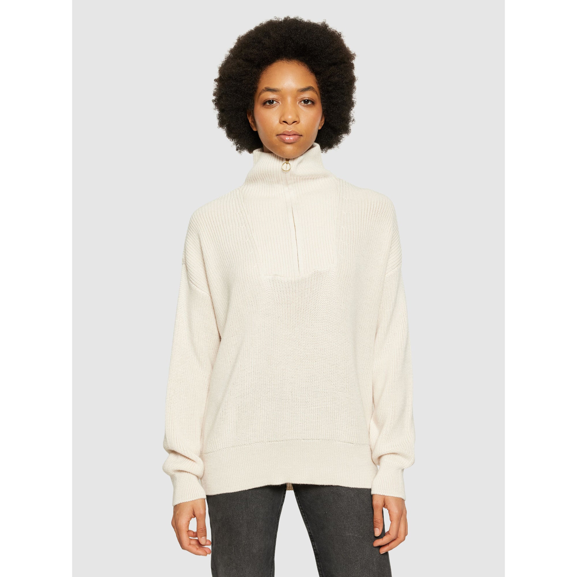 Merinopullover HIGH NECK mit Half Zip aus Bio-Lammwolle
