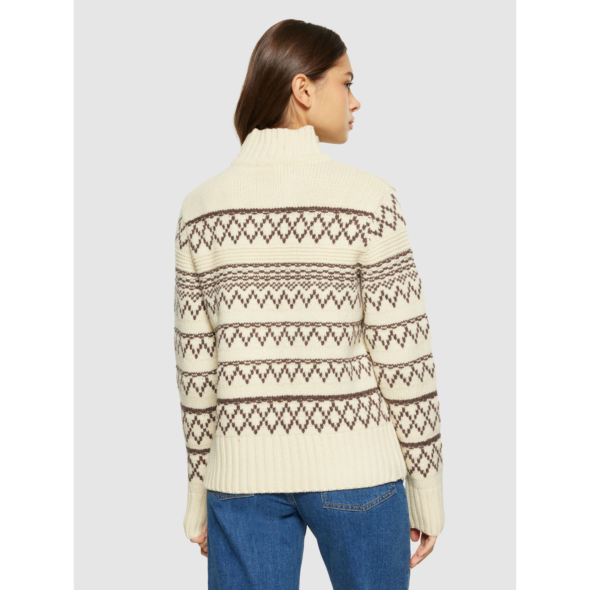 Strickpullover mit Rollkragen und Muster aus Bio-Lammwolle