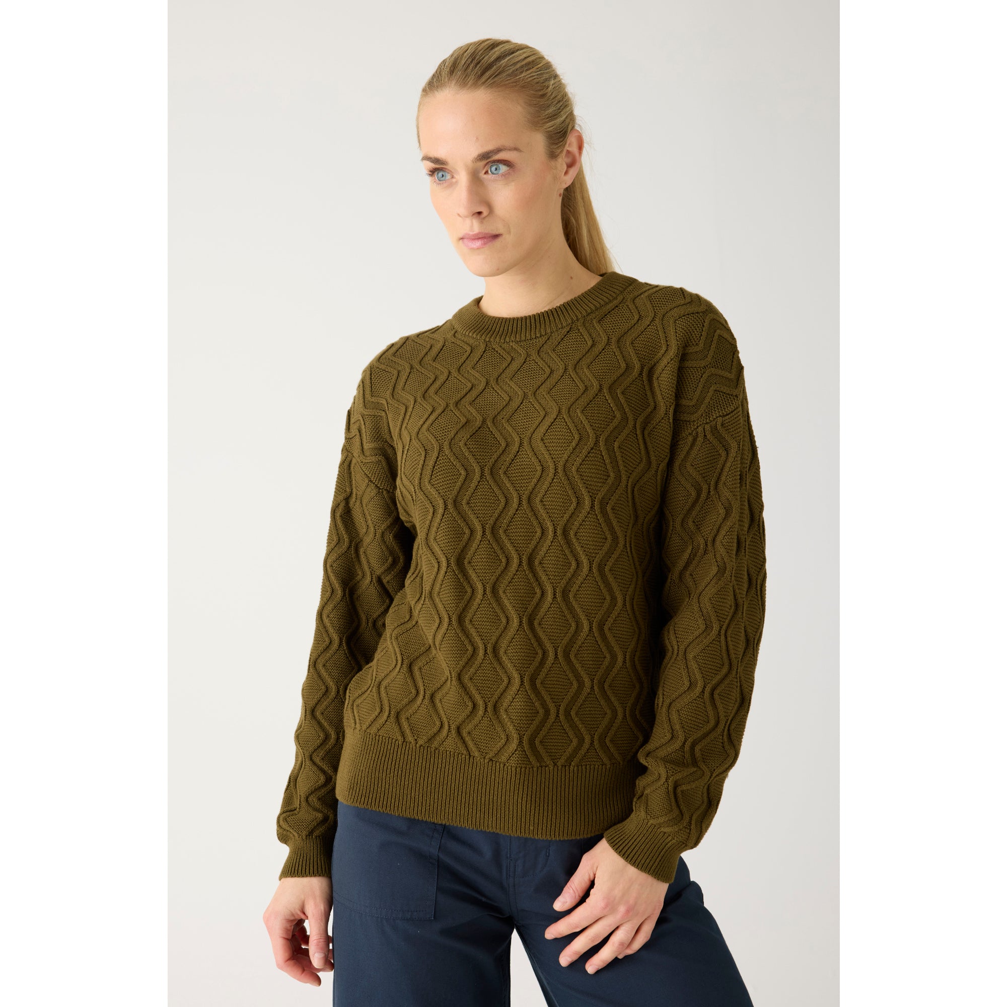 Crew Neck Pullover Cable aus Bio-Baumwolle