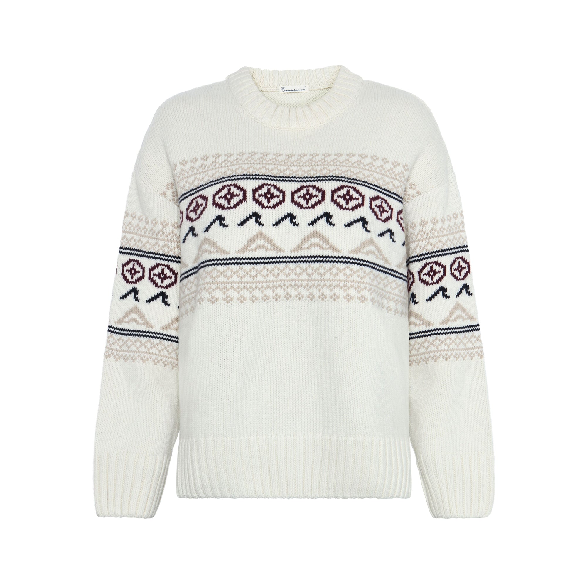 Rundhals-Pullover mit Strickmuster aus Lammwolle RWS