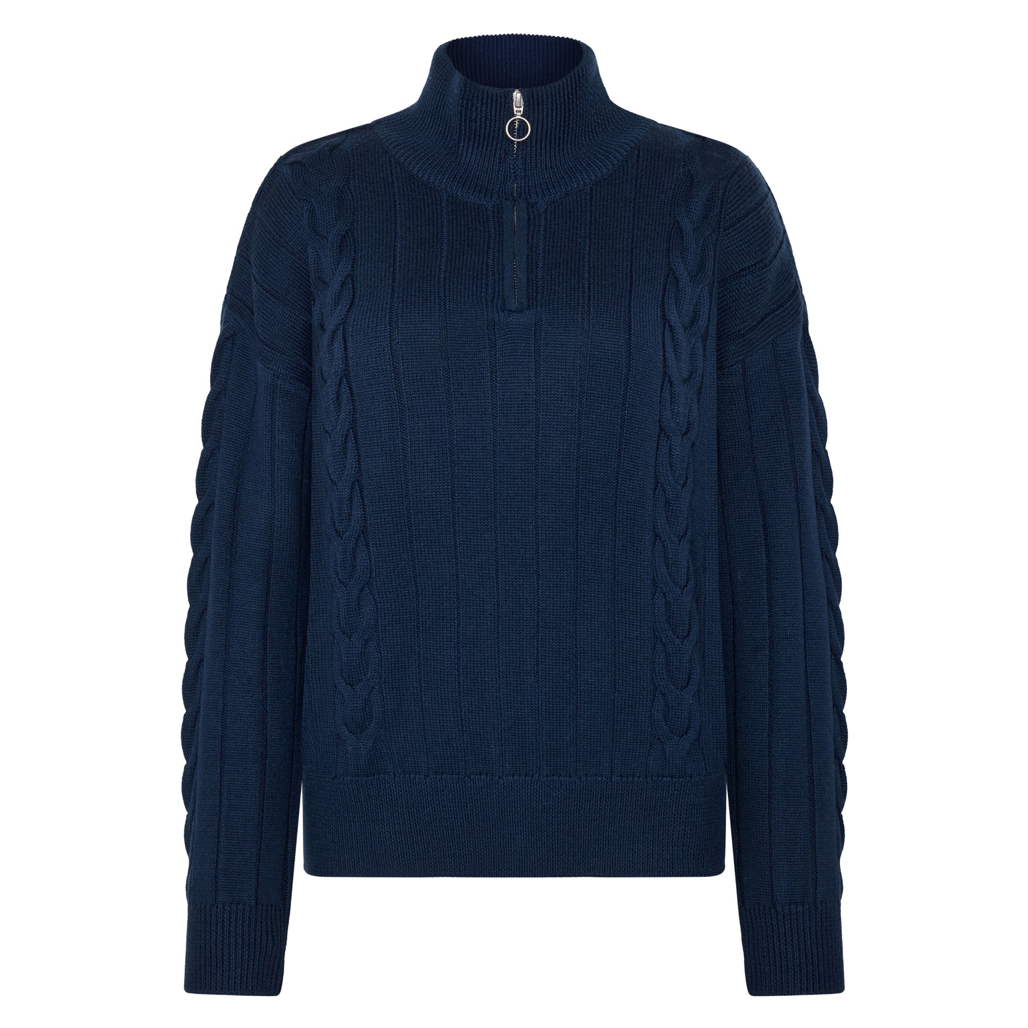 Halfzip Pullover mit hohem Kragen aus Merinowolle RWS