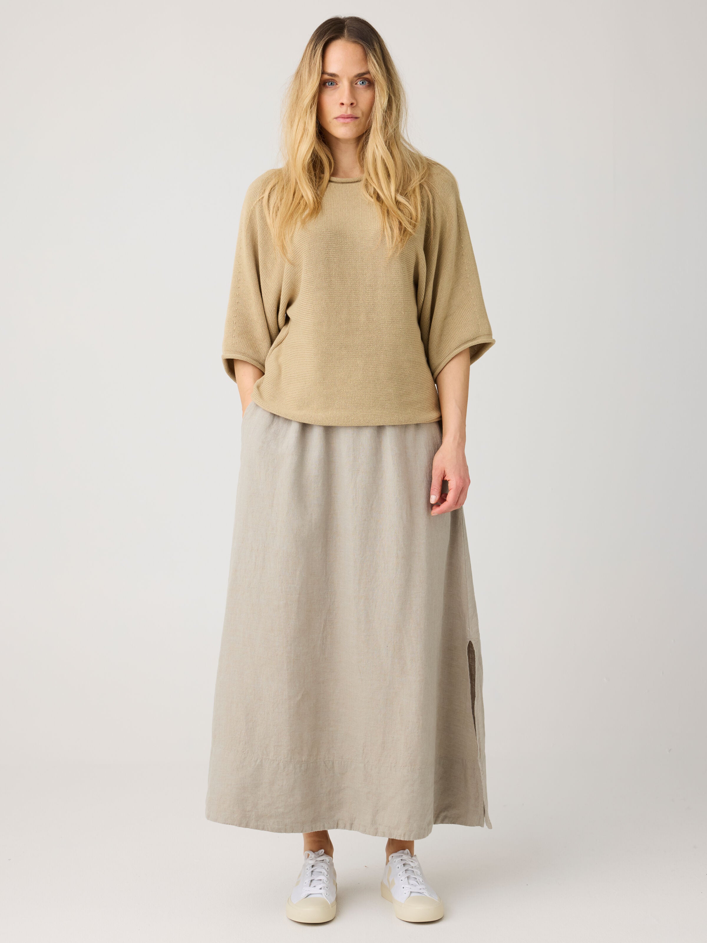 Leichter Pullover mit Fledermausärmeln aus Bio-Baumwolle