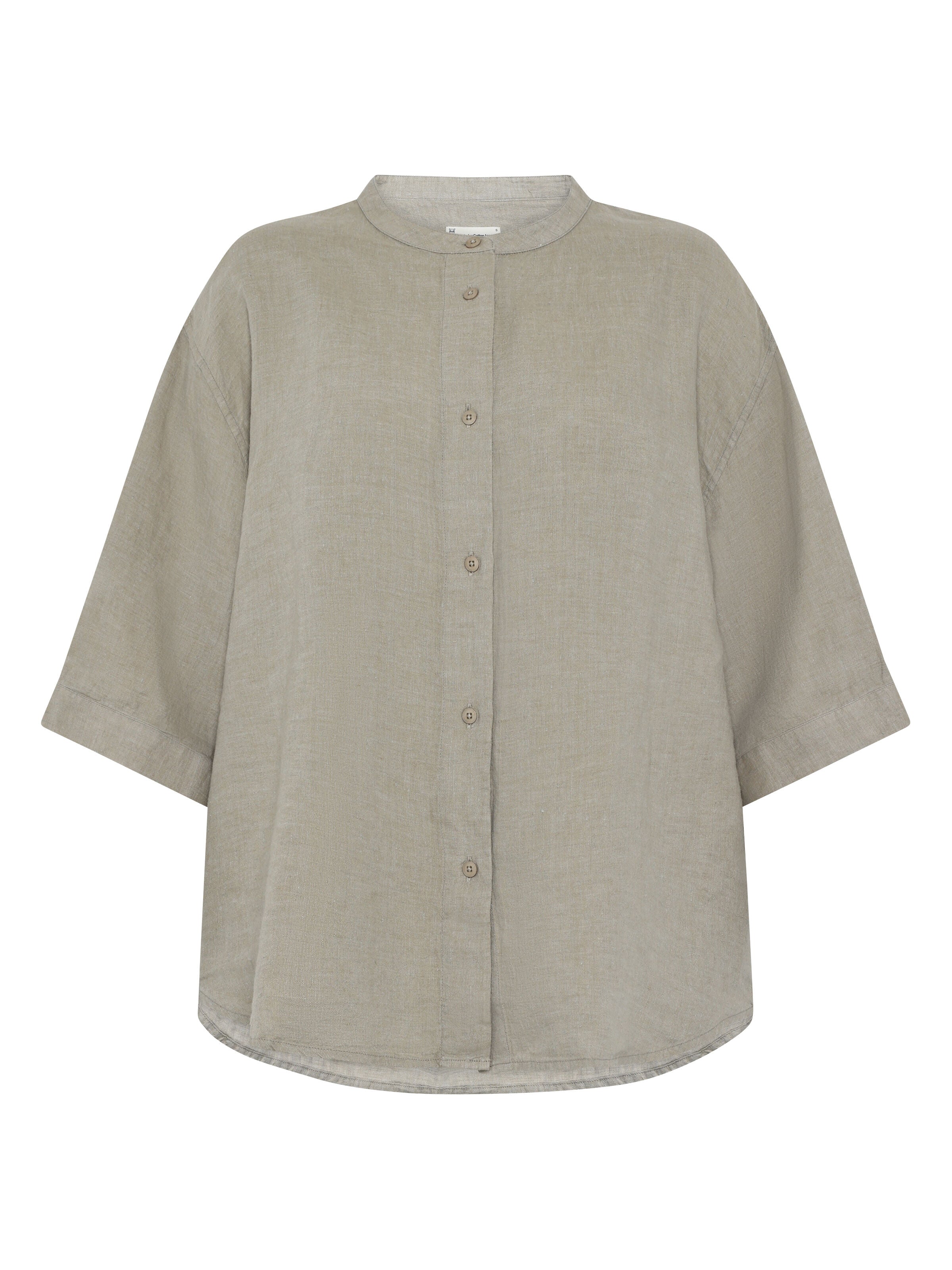 Lockeres Hemd und Bluse mit 3/4 Arm und Stehkragen aus Bio-Leinen