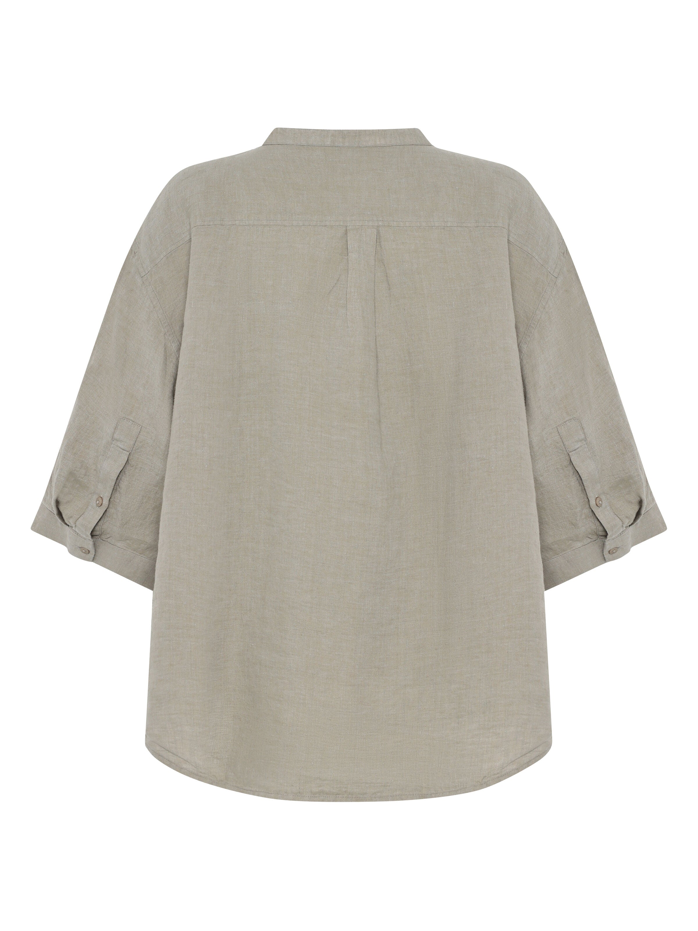 Lockeres Hemd und Bluse mit 3/4 Arm und Stehkragen aus Bio-Leinen