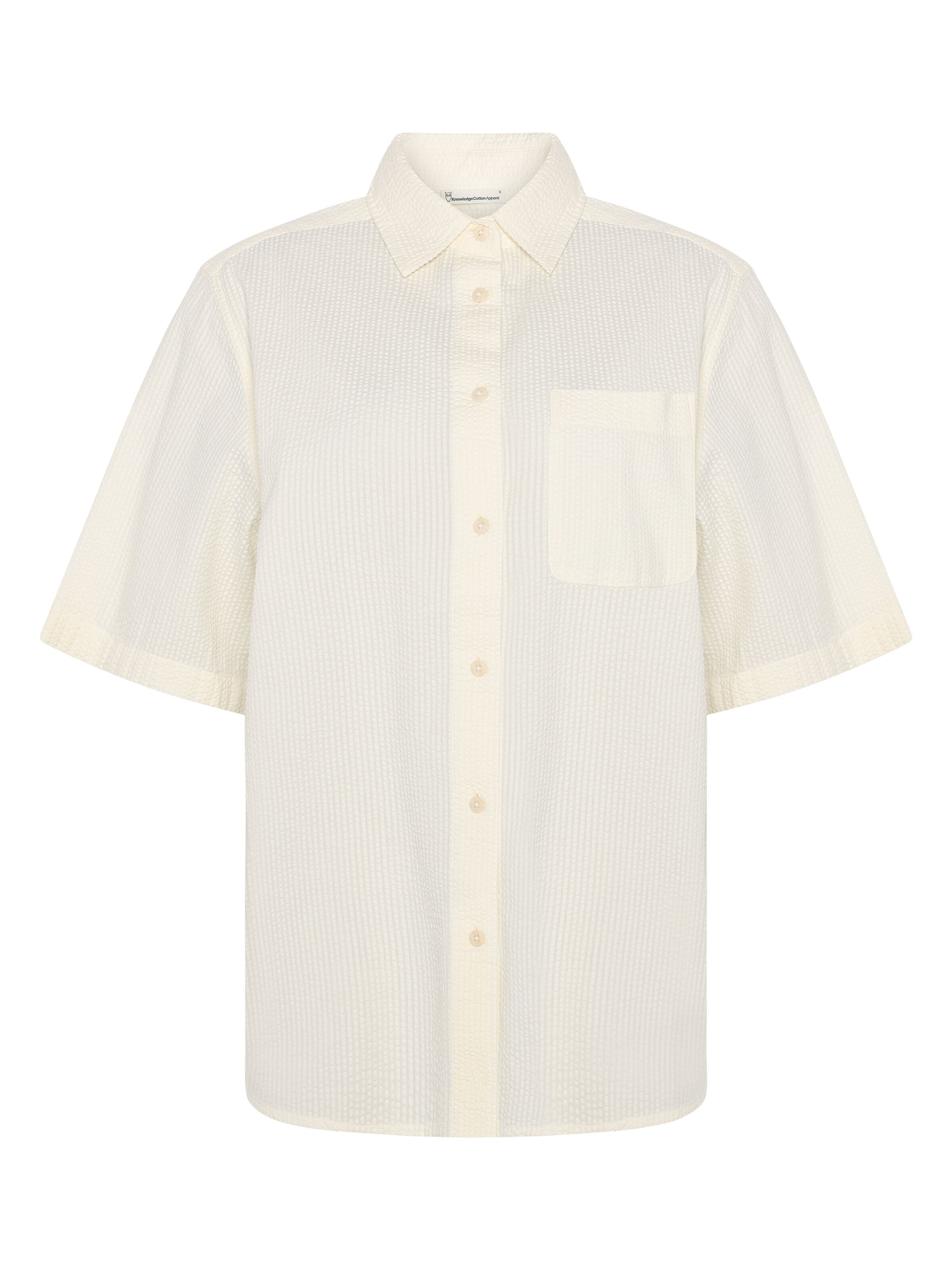 Lockere Seersucker-Bluse mit kurzen Ärmeln aus Bio-Baumwolle