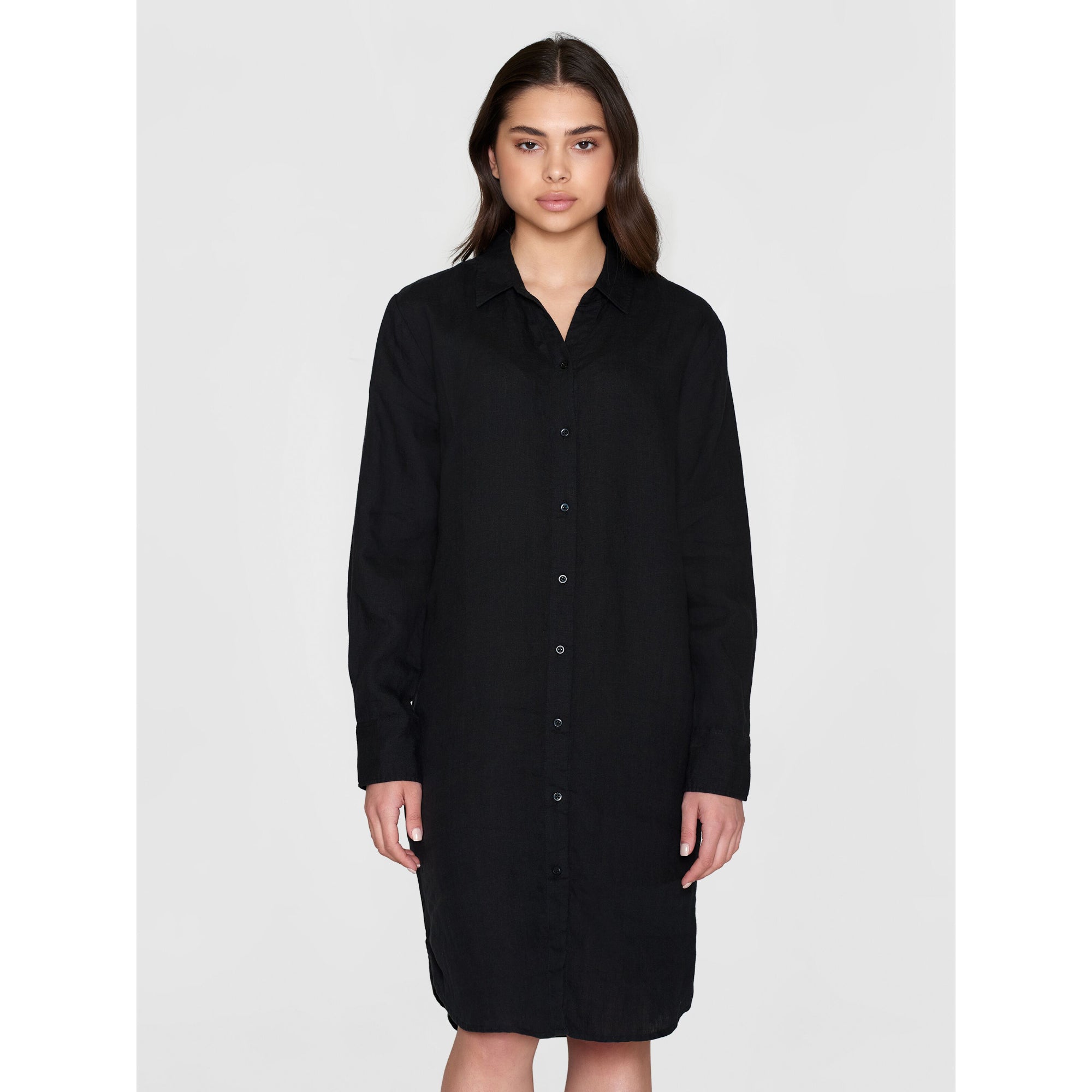 Langarm Leinenkleid aus Bio-Leinen GOTS/Vegan