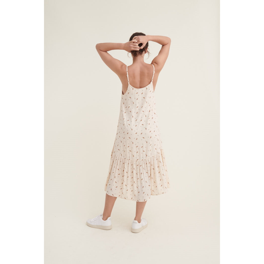 Kleid NEDEL mit feinem Blätterprint