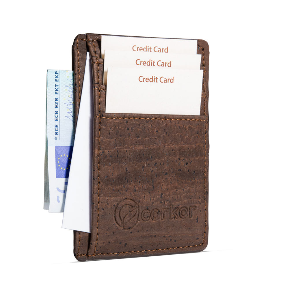 Kork Karten-Portemonnaie Dark Brown