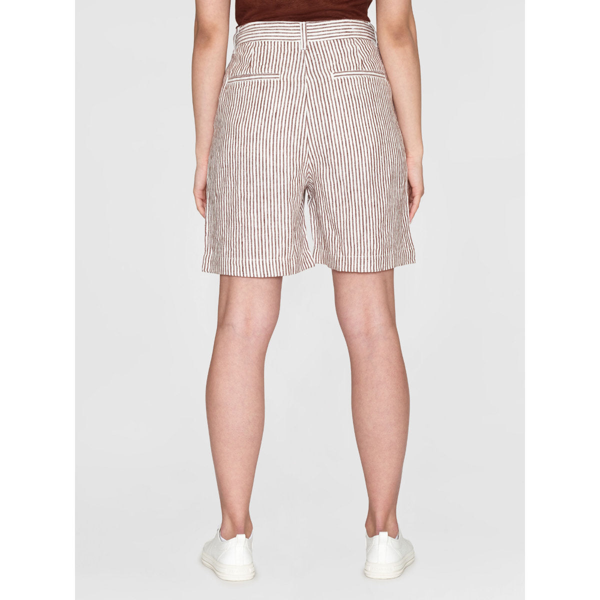 Weite High-Waist Shorts STRIPED POSEY aus Bio-Leinen