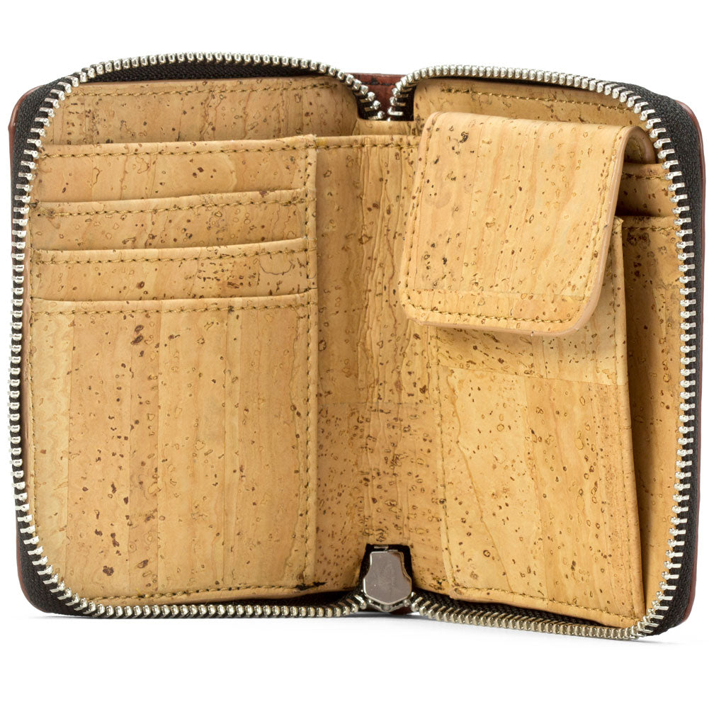 Kork Portemonnaie Reißverschluss Dark Brown