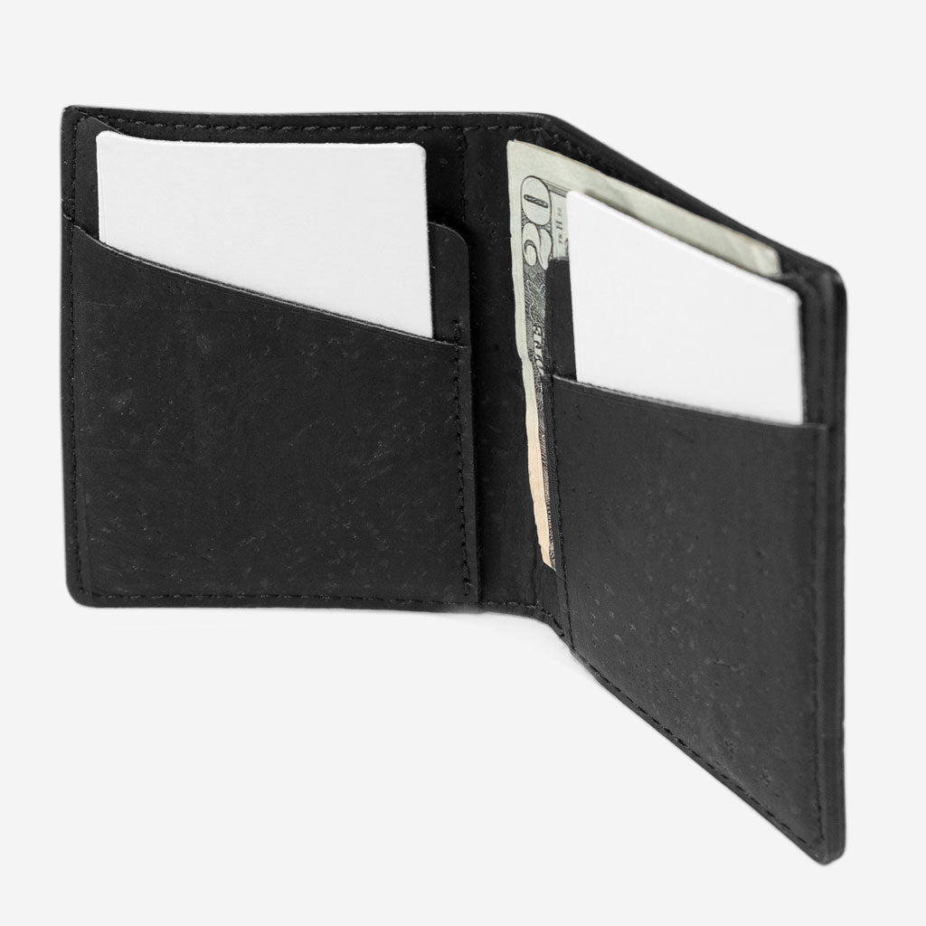 Kork Karten-Portemonnaie mit Kleingeld-Fach Black